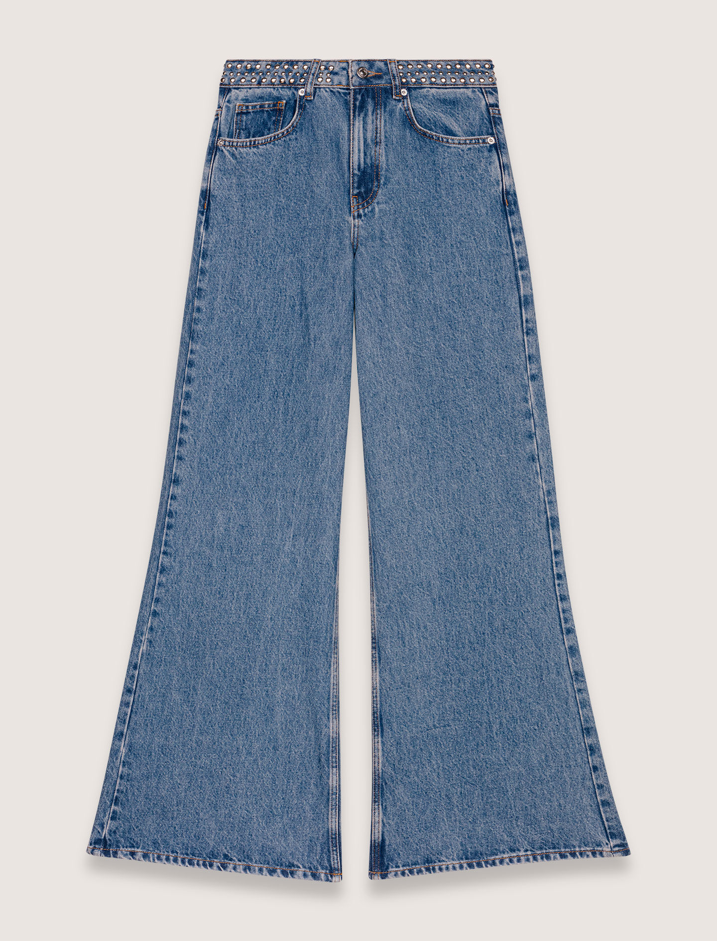 Flares jeans with studded waistband