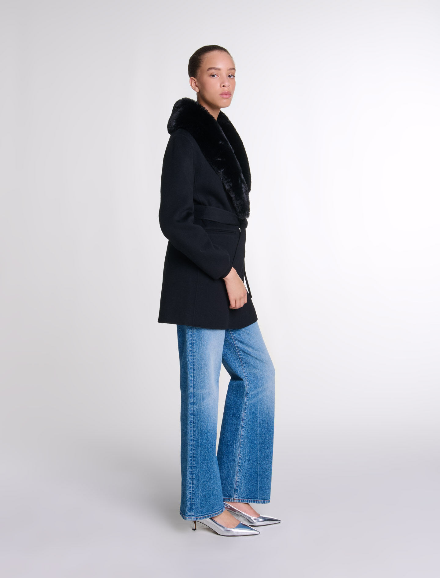 Double-faced mid-length coat