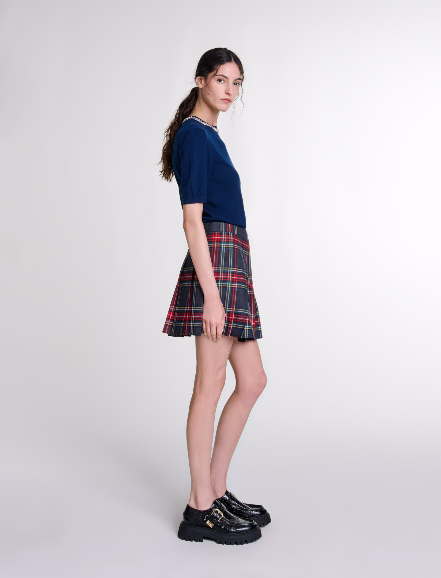 Knit crop jumper with rhinestones