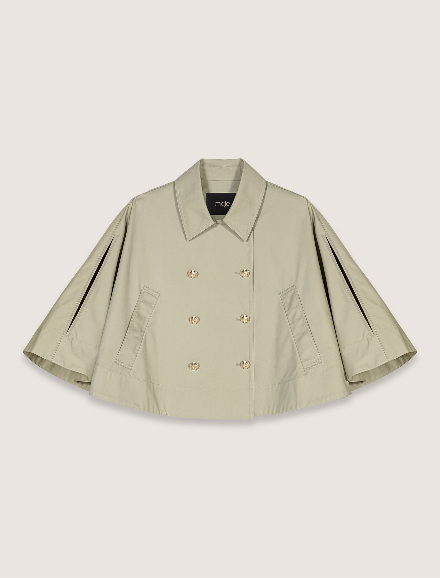 Short cape-effect trench coat