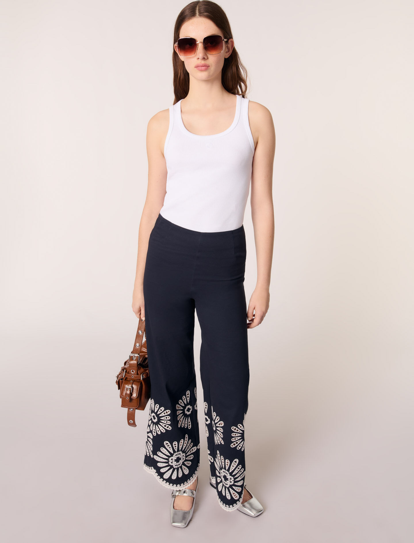 Trousers with crochet detail