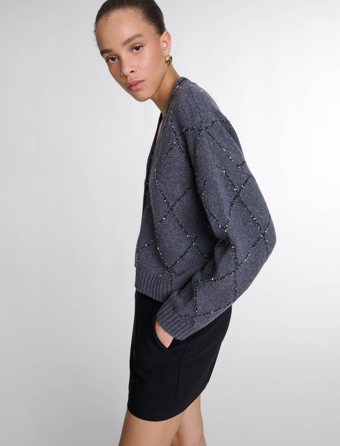 Sequin knit cardigan
