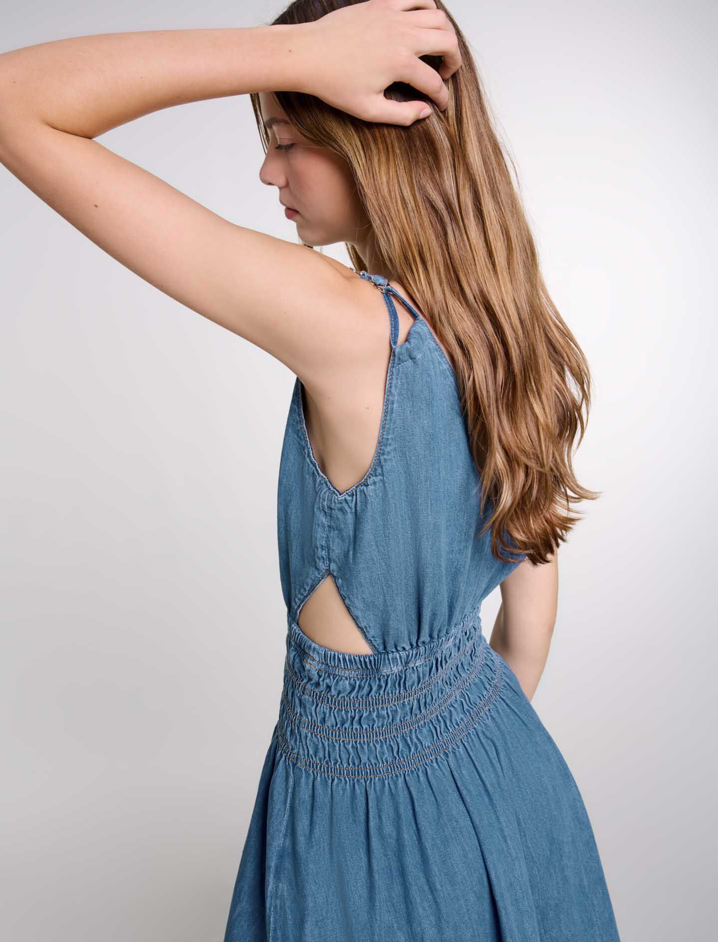 Cutaway denim maxi dress