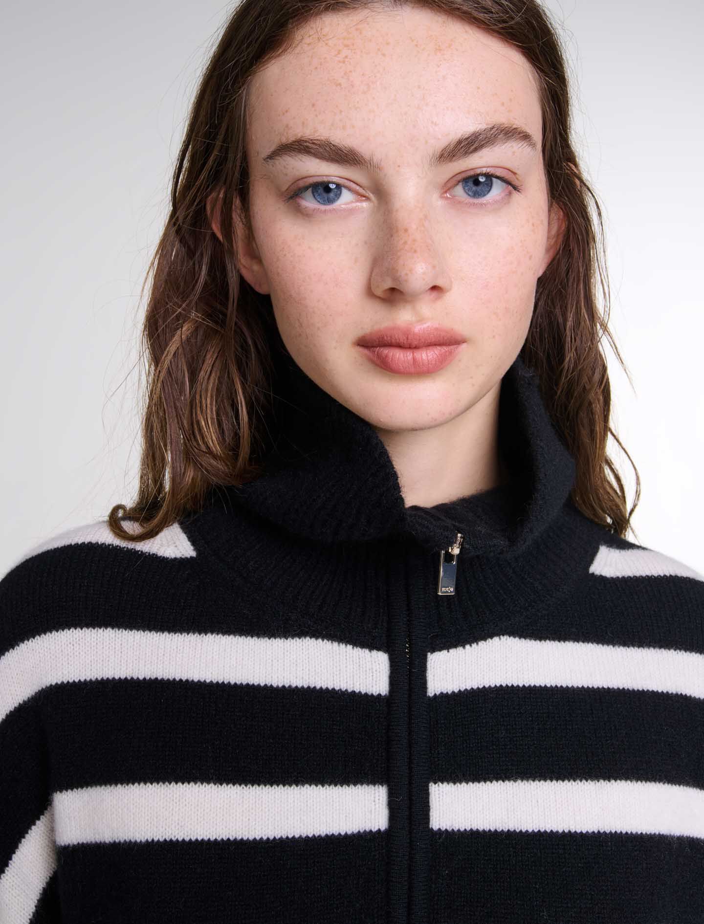 Stripe print high-neck jumper