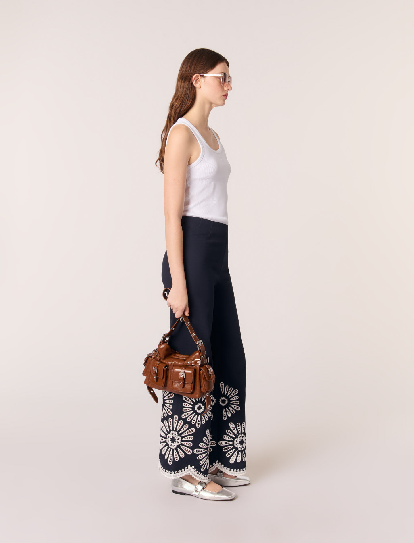 Trousers with crochet detail