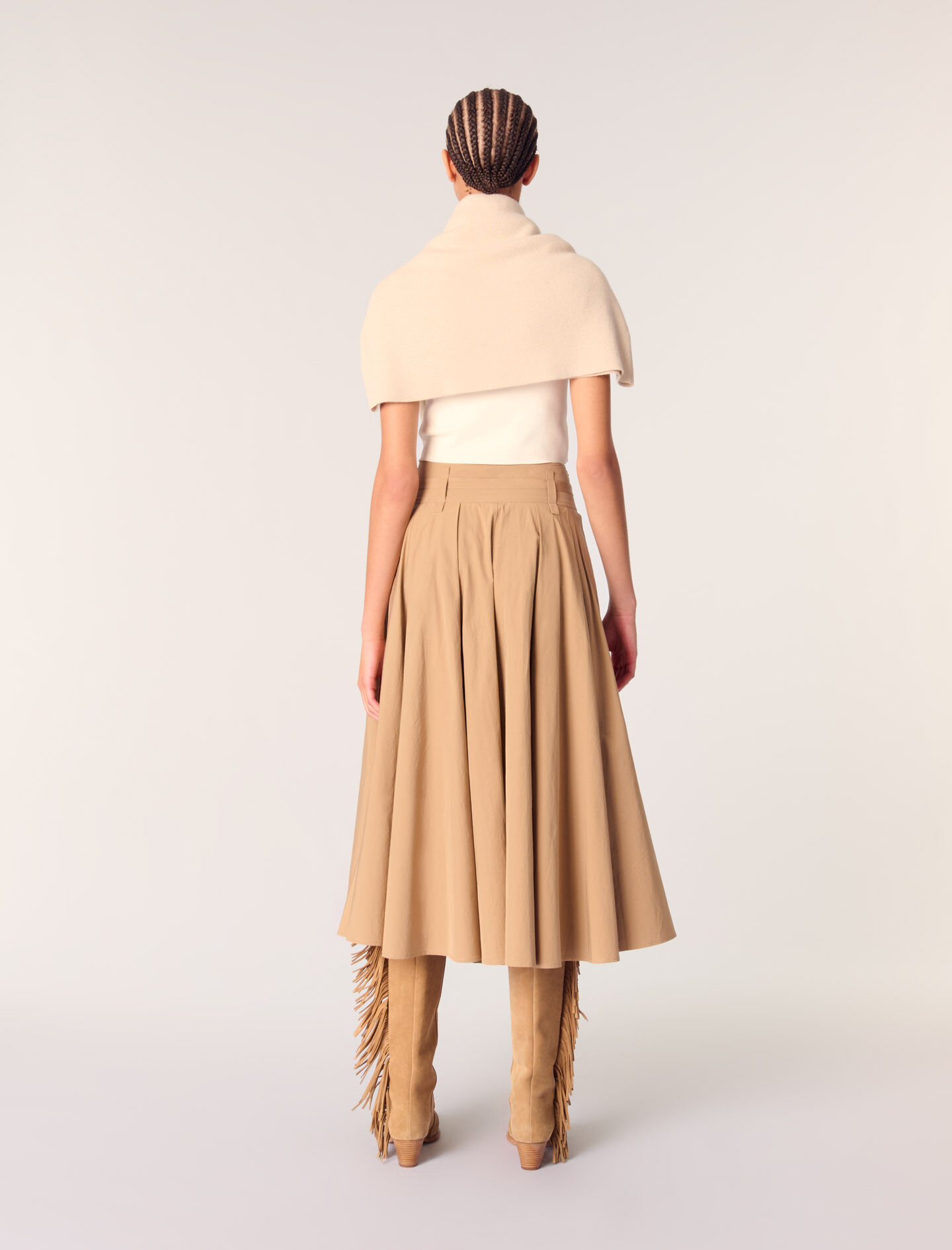Cotton pleated maxi skirt