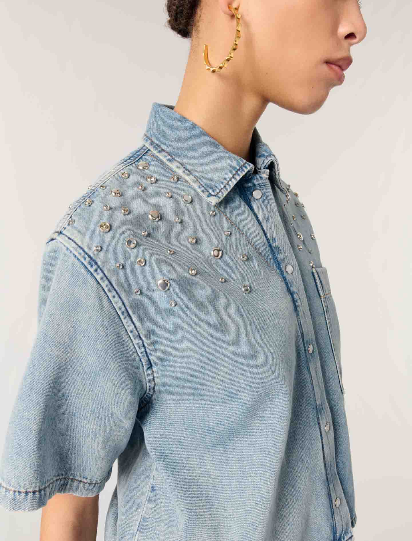 Studded denim shirt