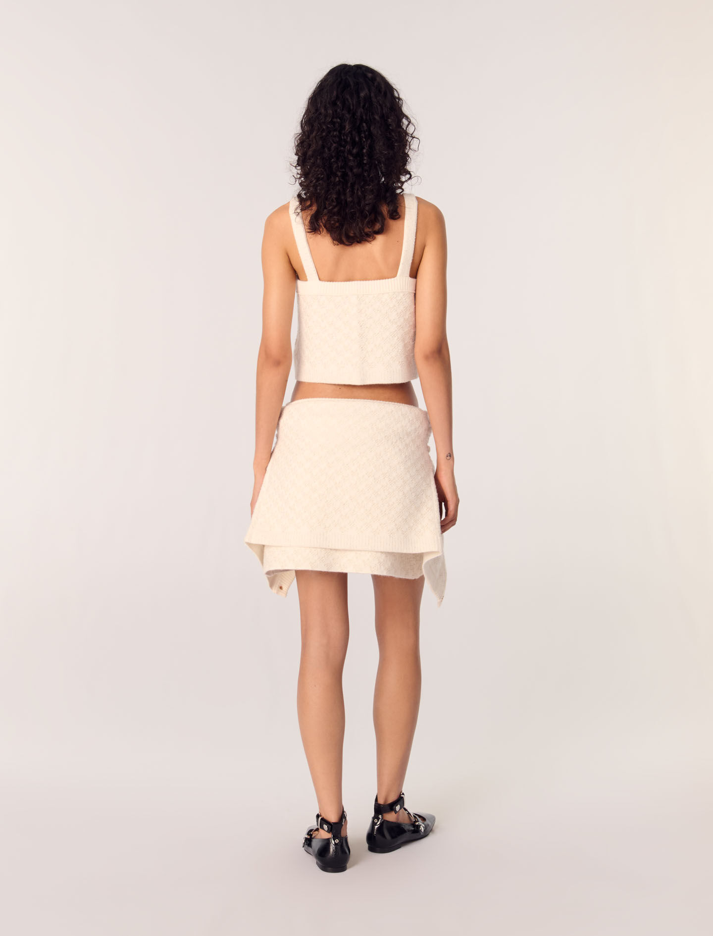 Tweed-effect knit crop top