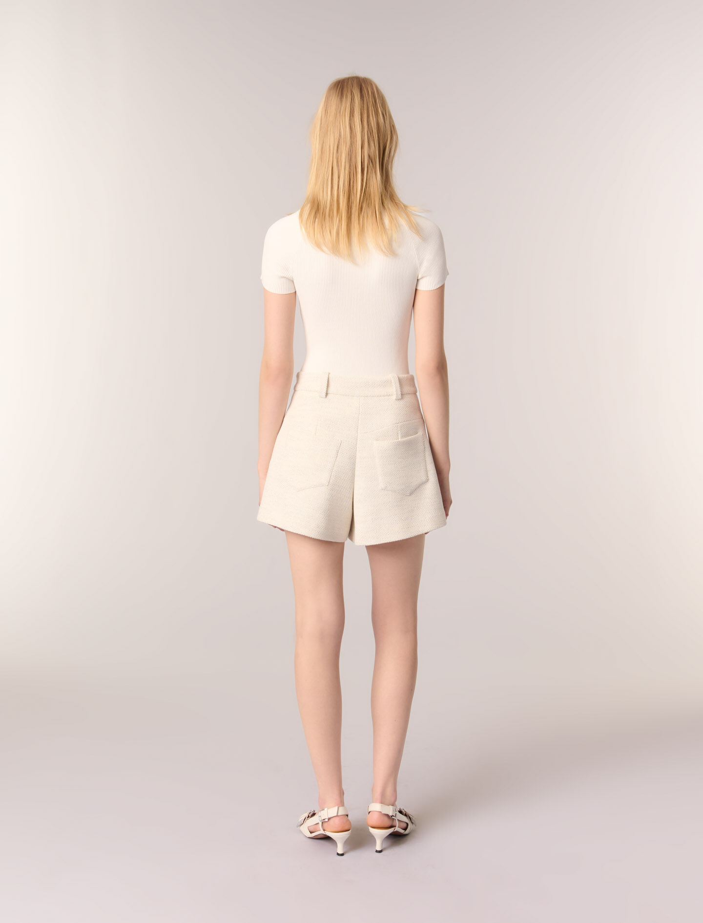 Tweed and lurex shorts