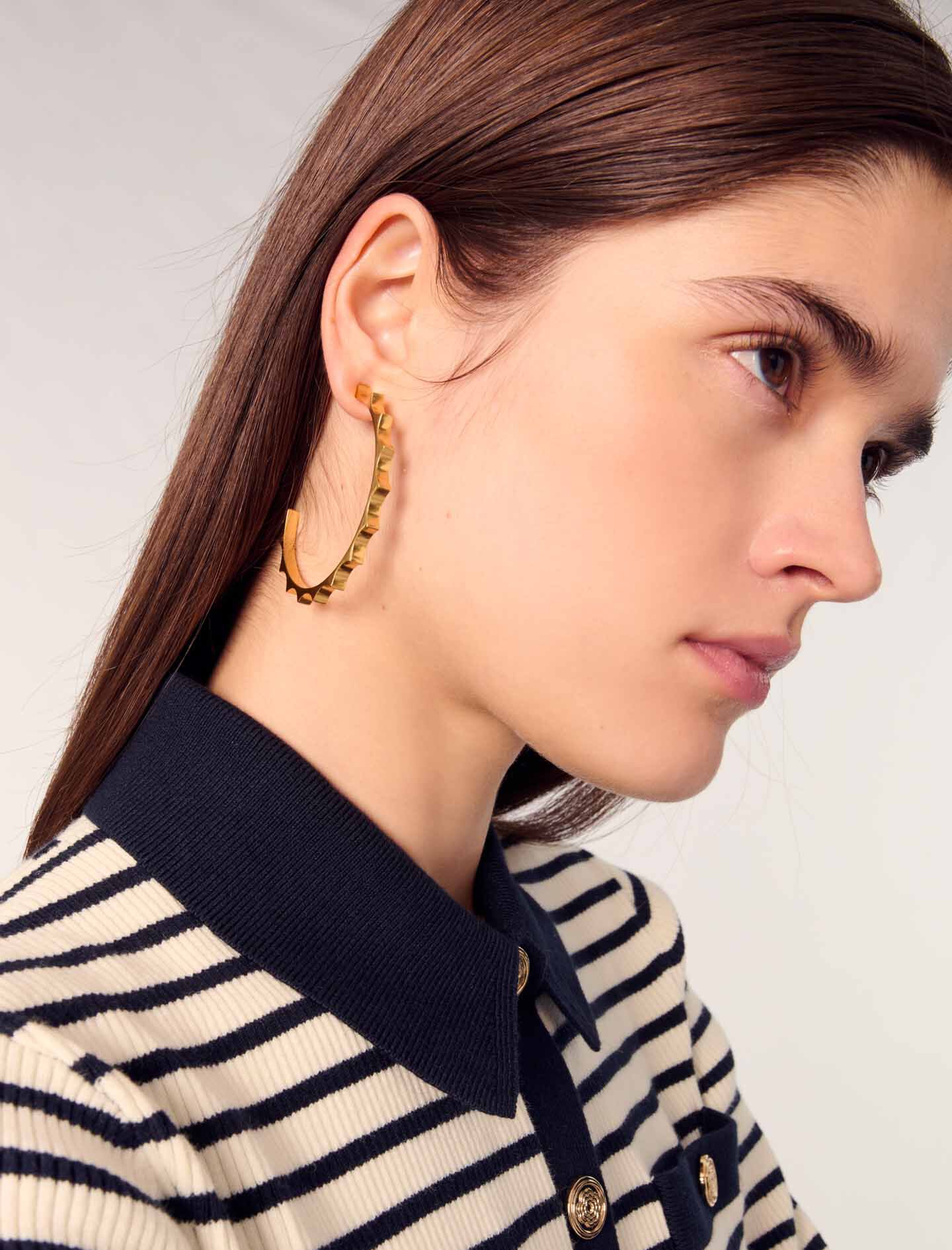 Cropped rib knit cardigan