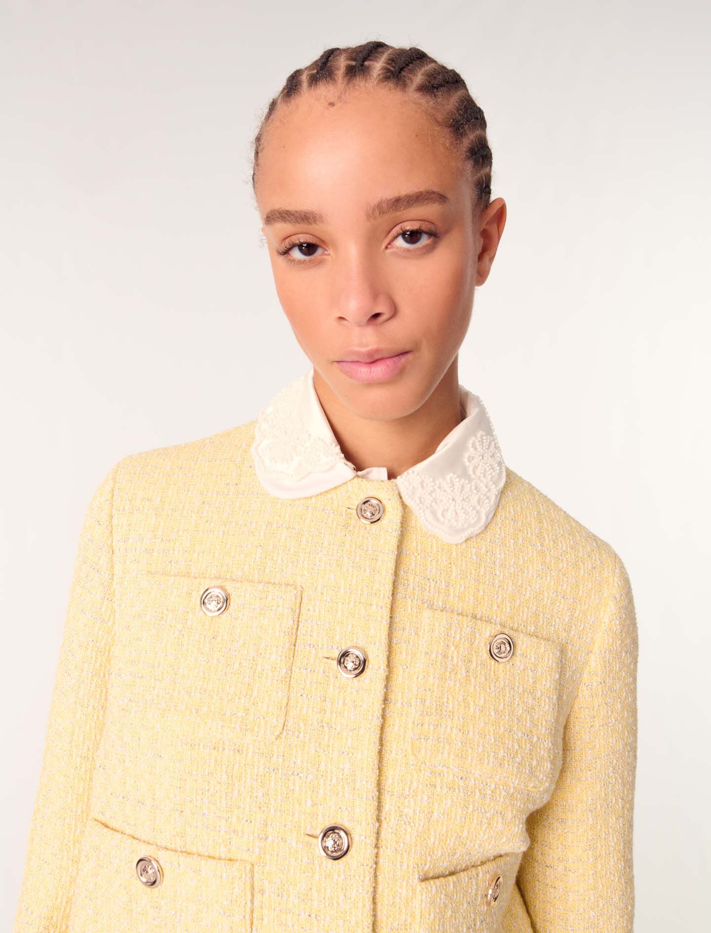 Short tweed and lurex jacket