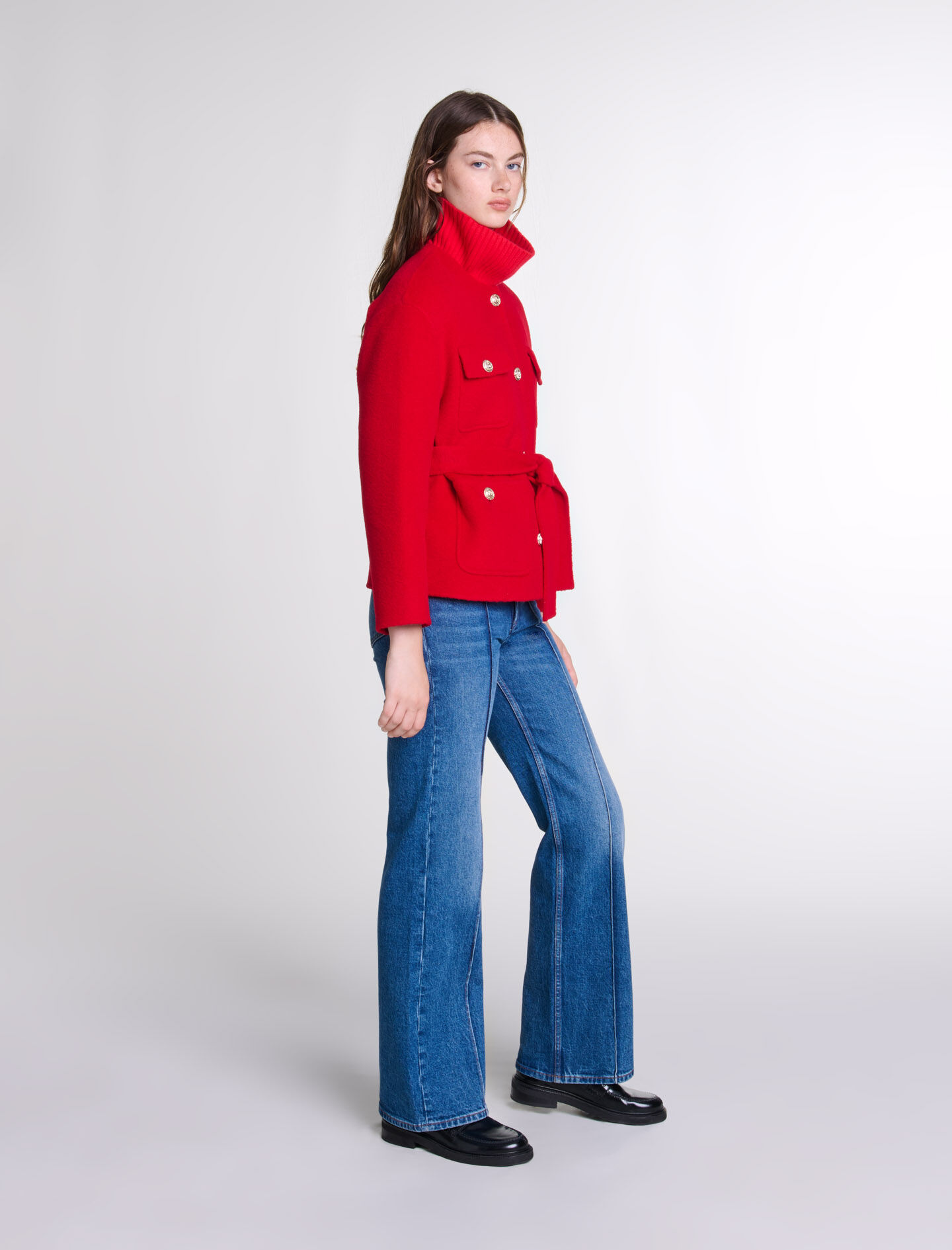 Belted double-faced jacket