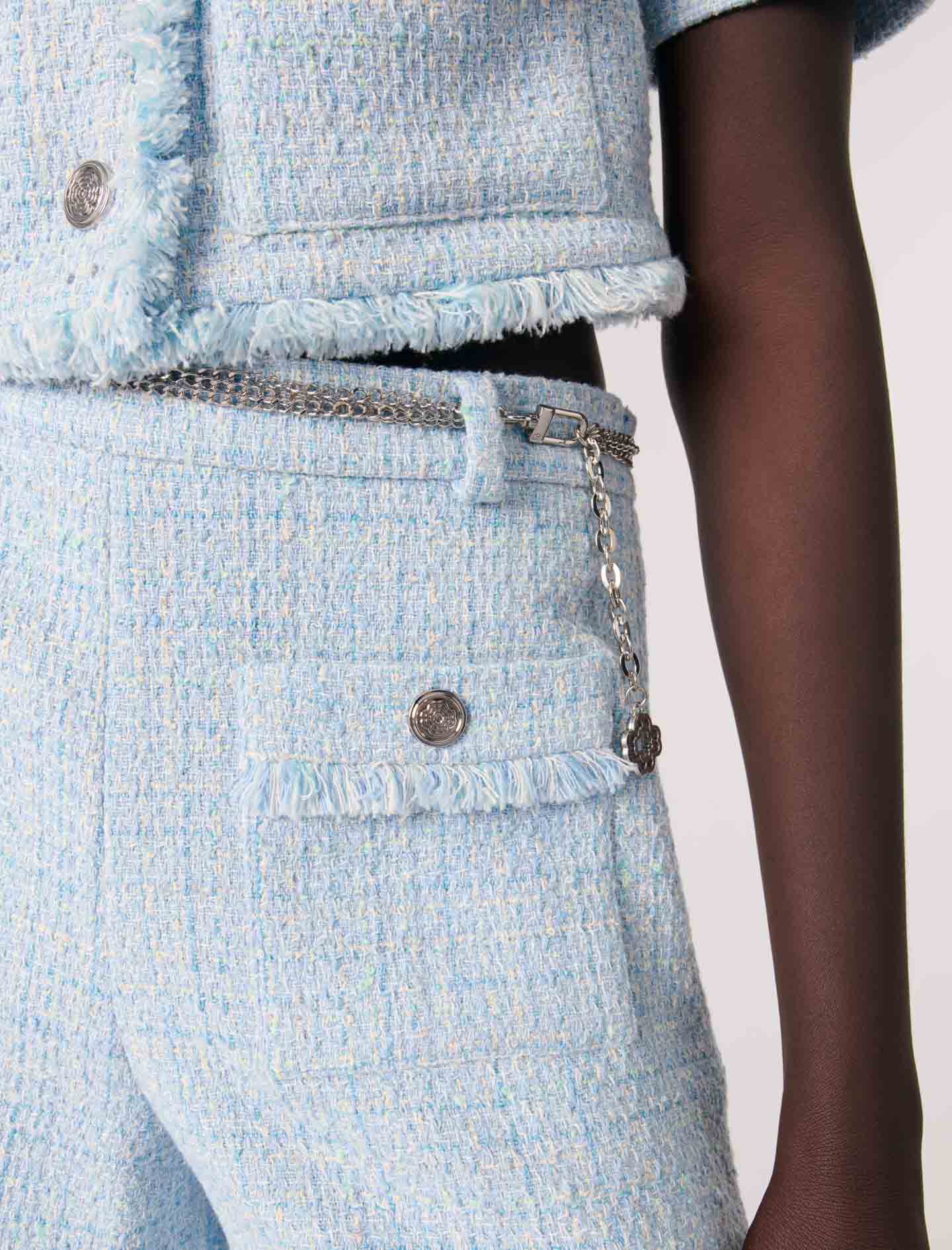 Tweed shorts with belt