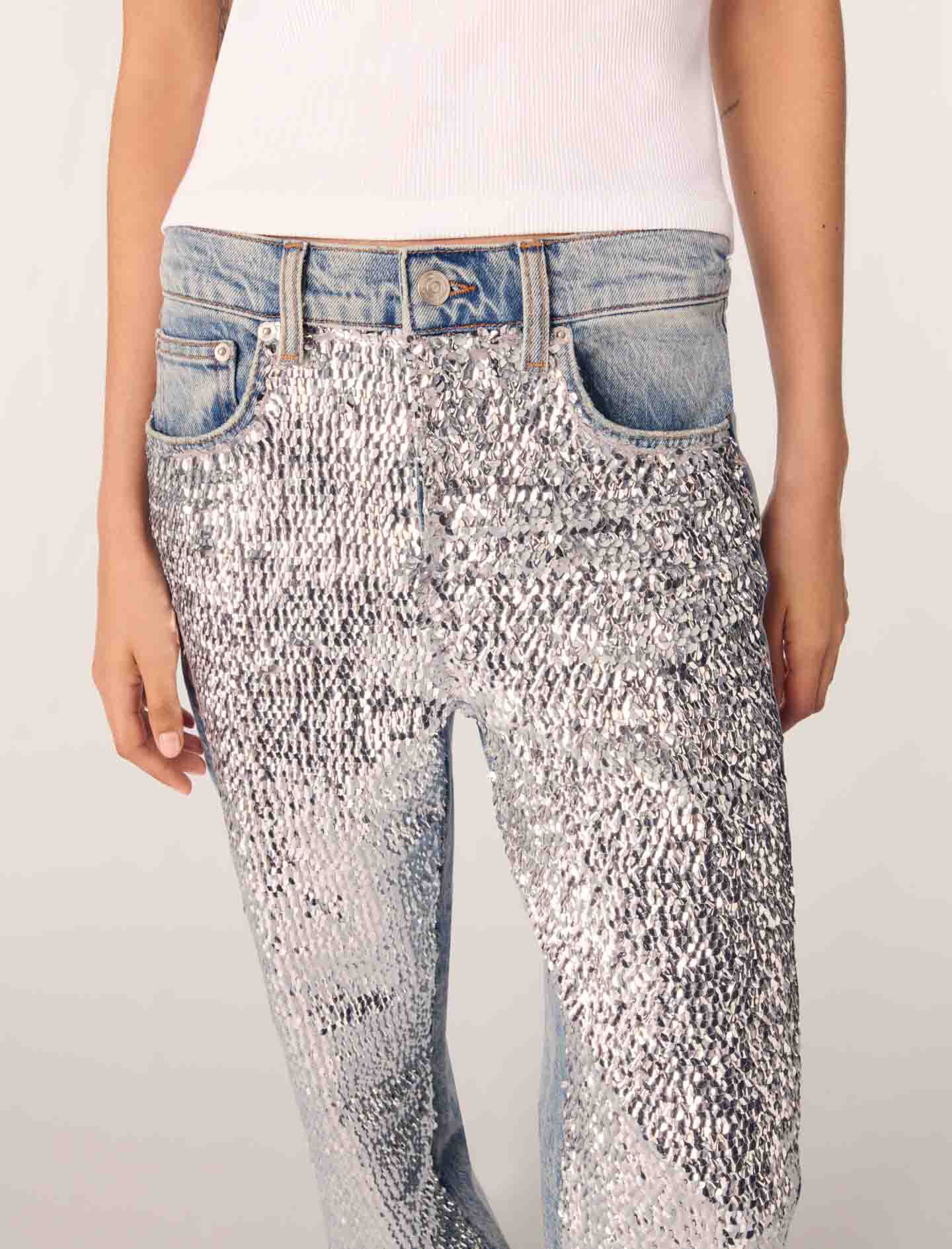 Sequinned jeans