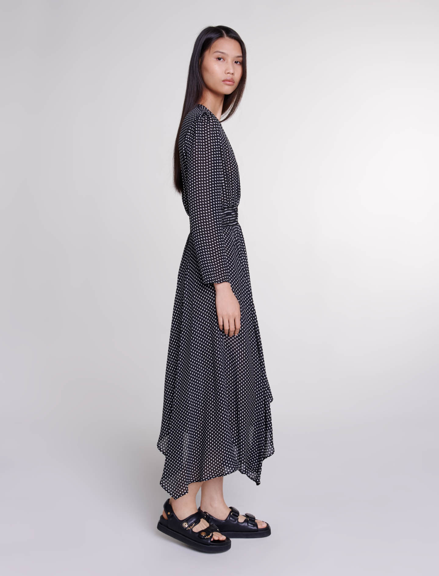 Mid-length polka dot dress