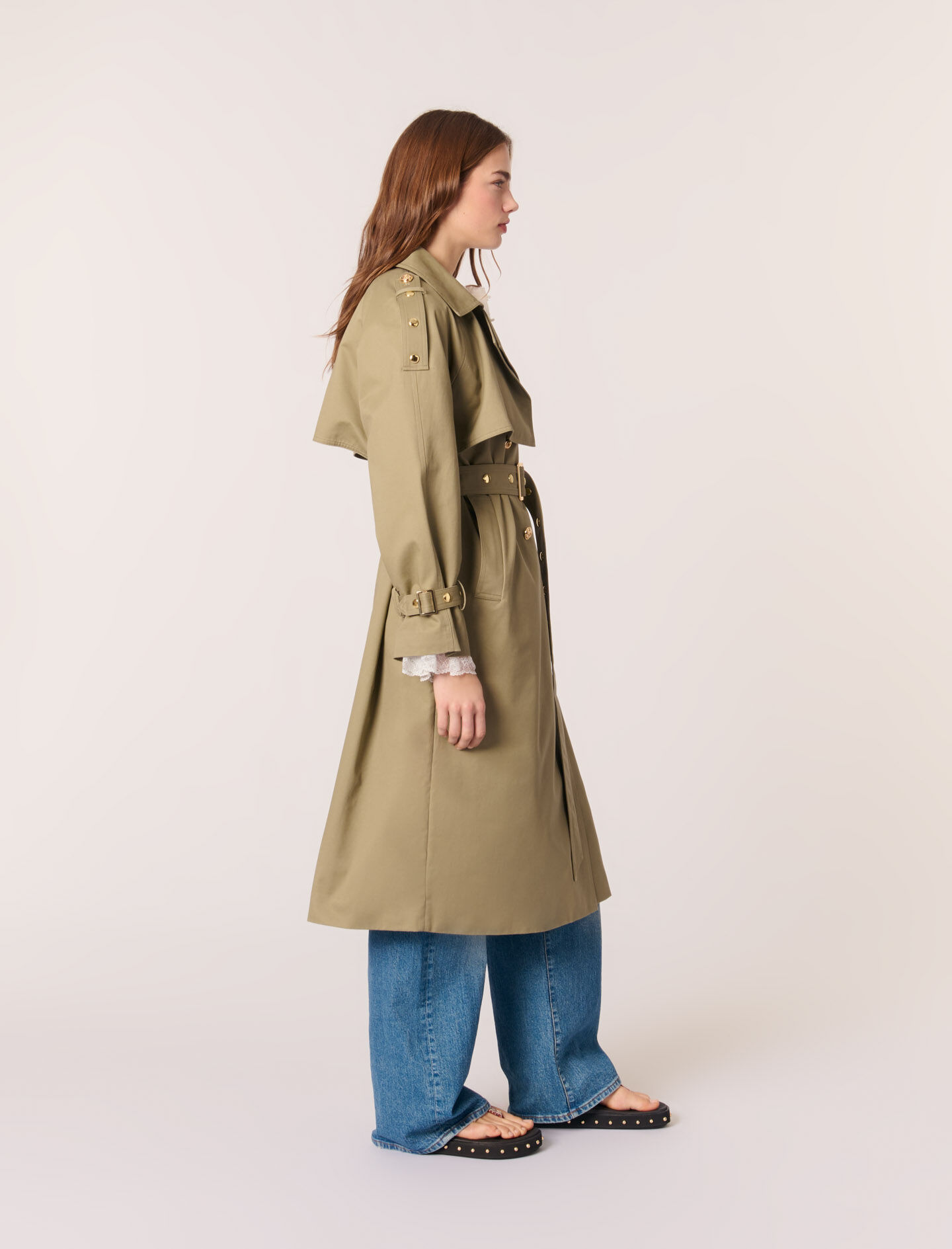 Removable collar stud trench coat