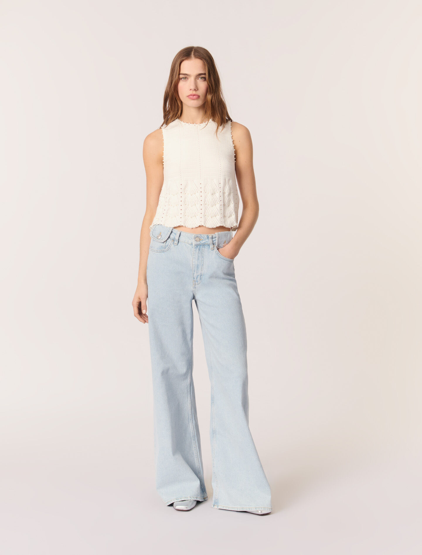 Faded wide-leg jeans