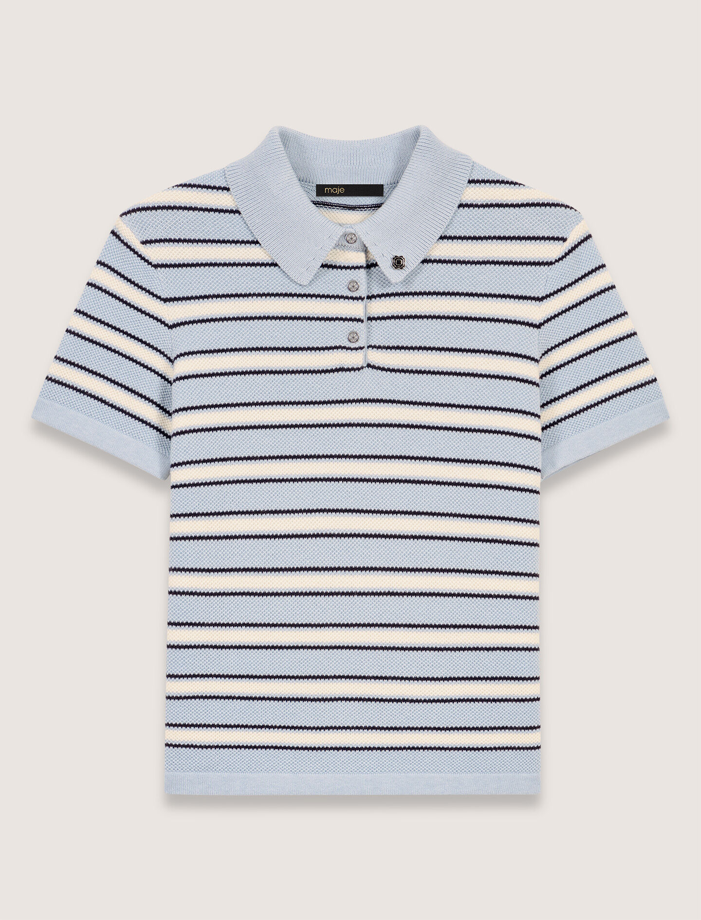 Striped knit polo shirt