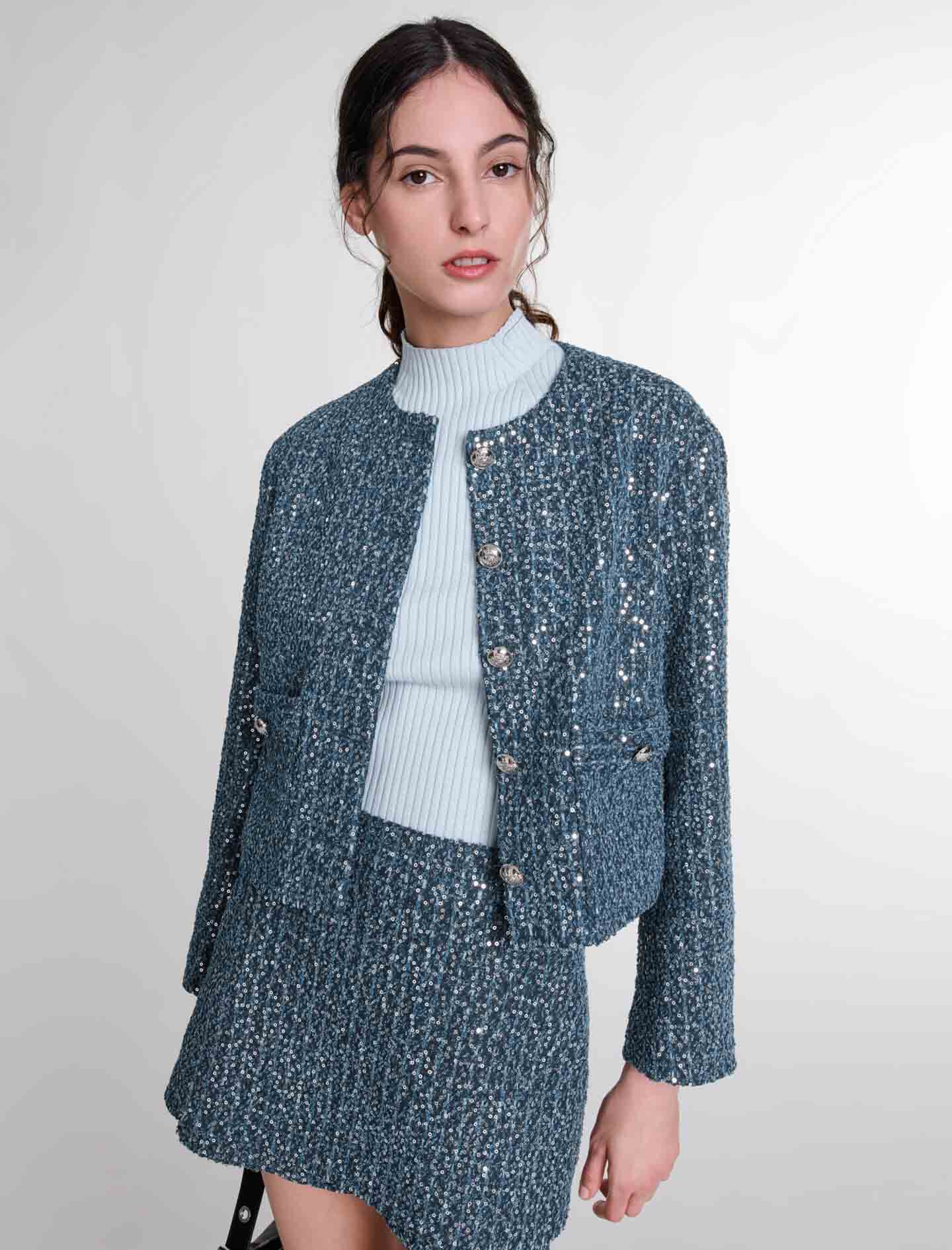 Sequinned tweed jacket