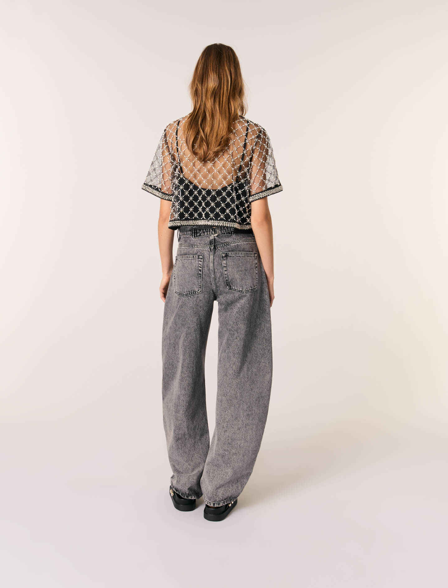 Embroidered tulle top