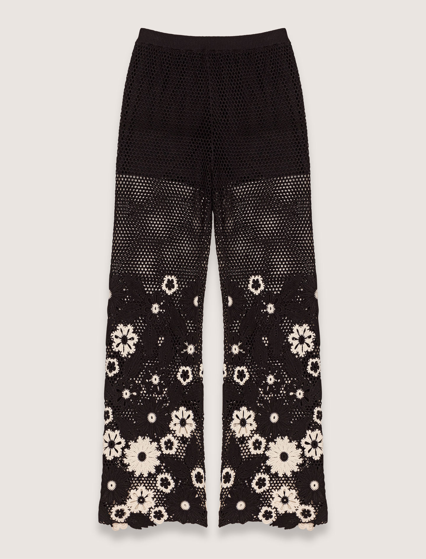 Floral crochet trousers