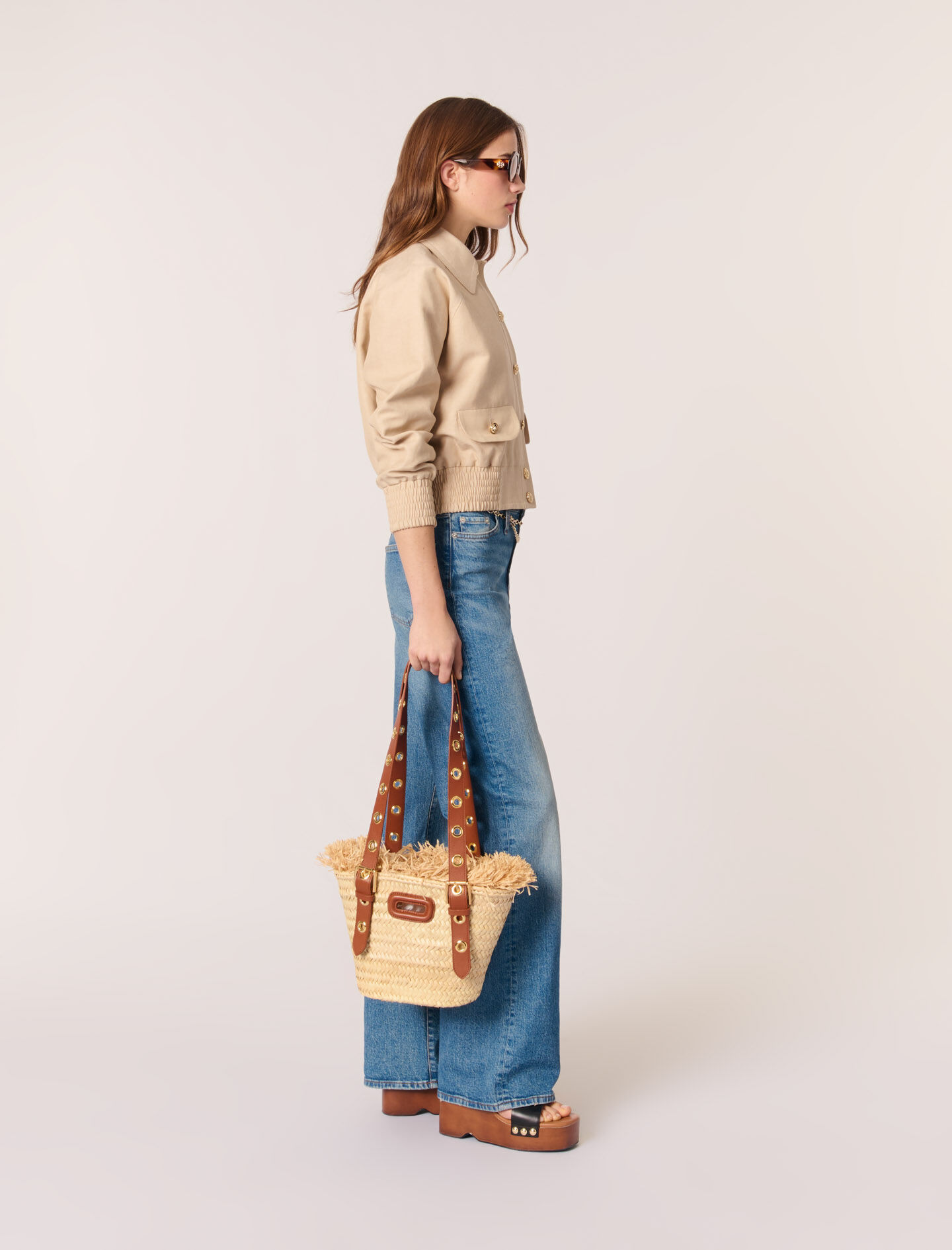 Linen and cotton bomber jacket