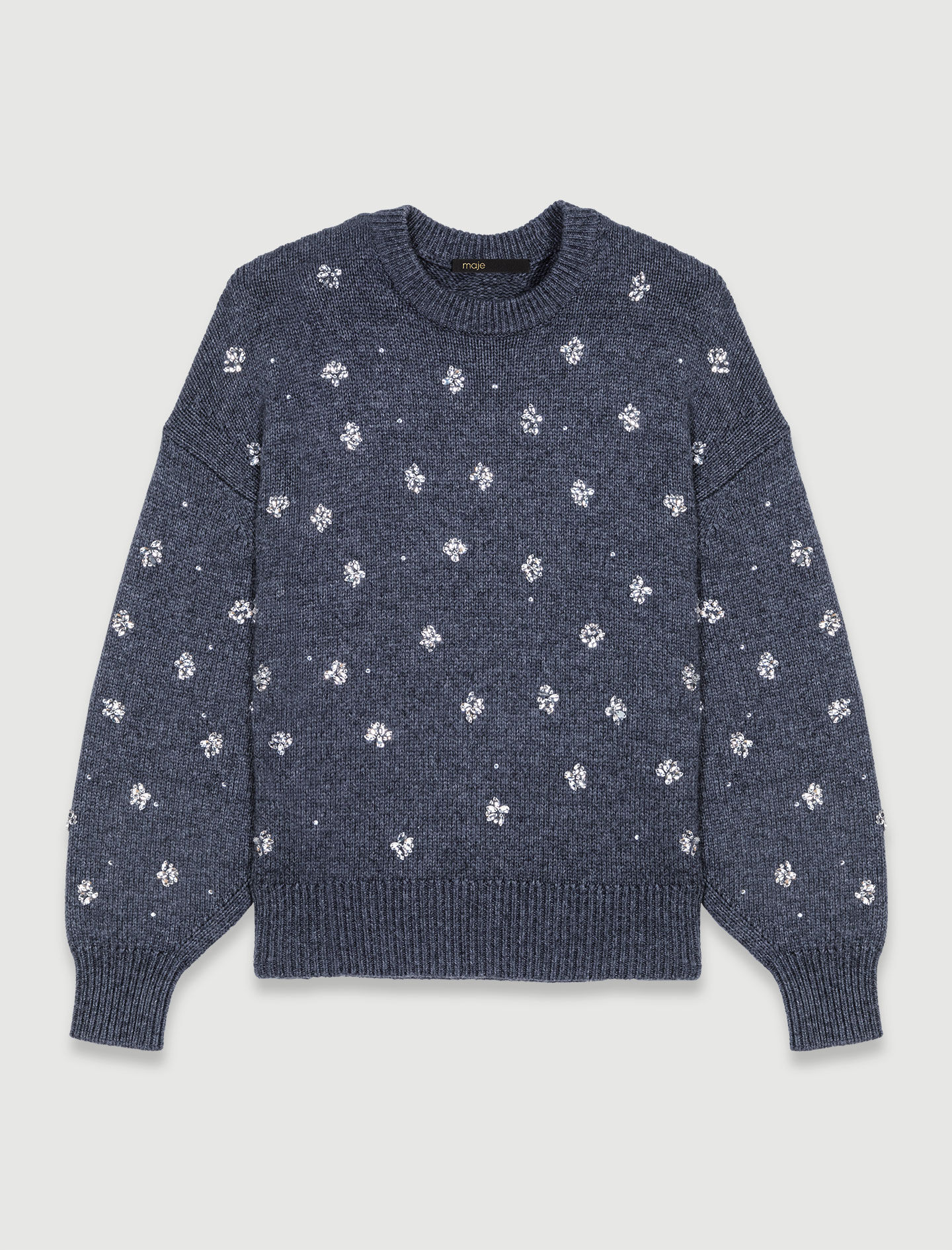 Knitted jumper with rhinestones