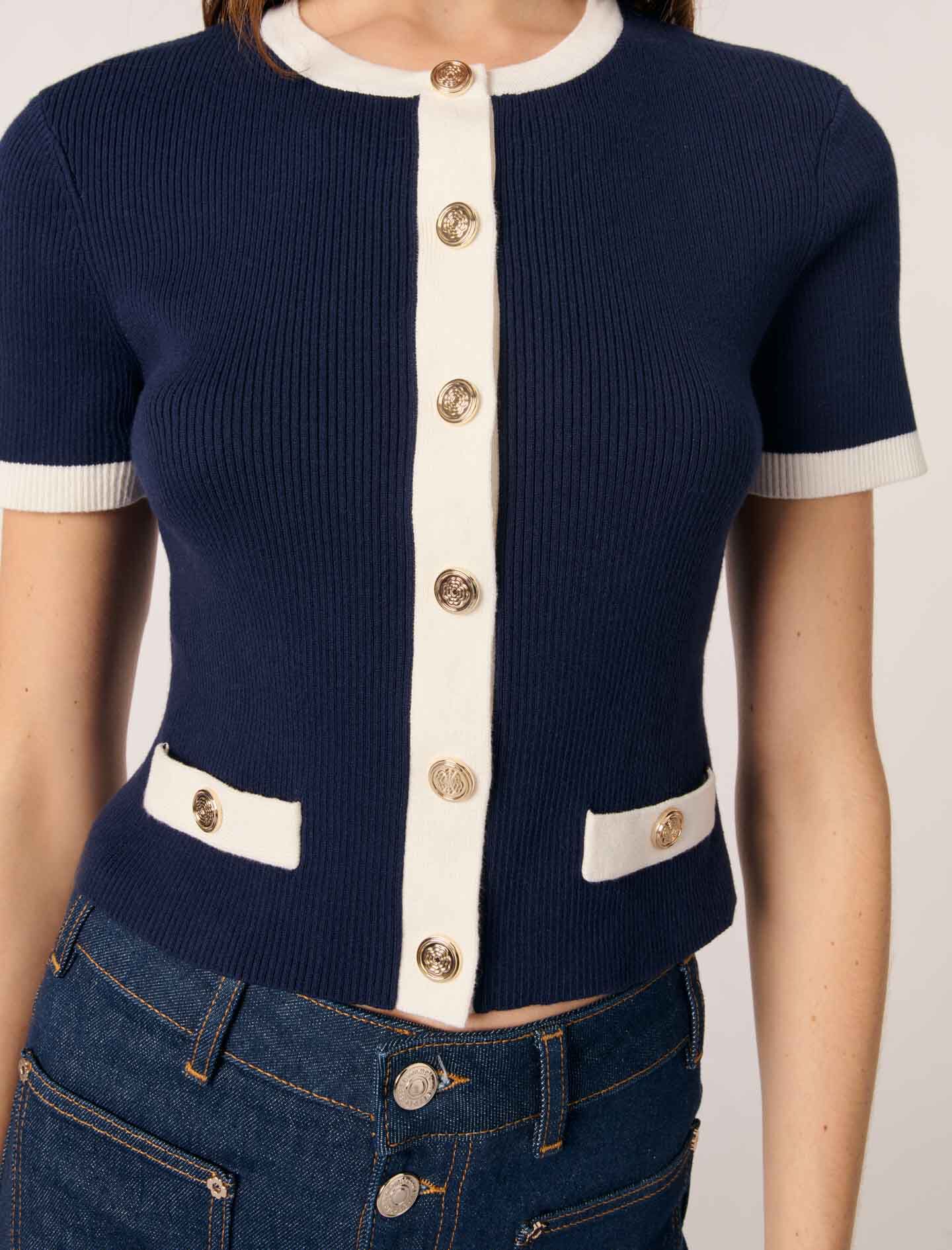 Contrasting cropped cardigan