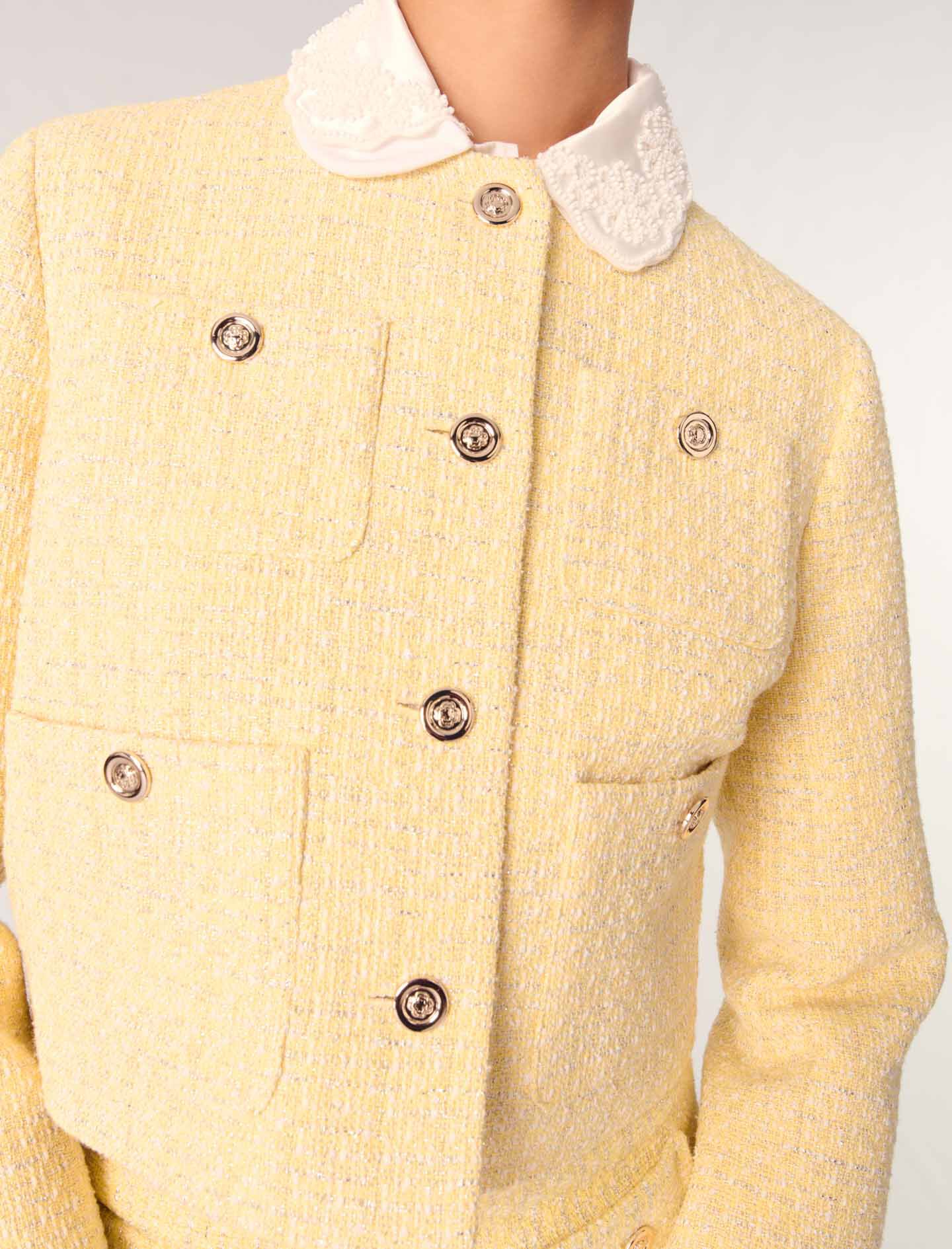 Short tweed and lurex jacket