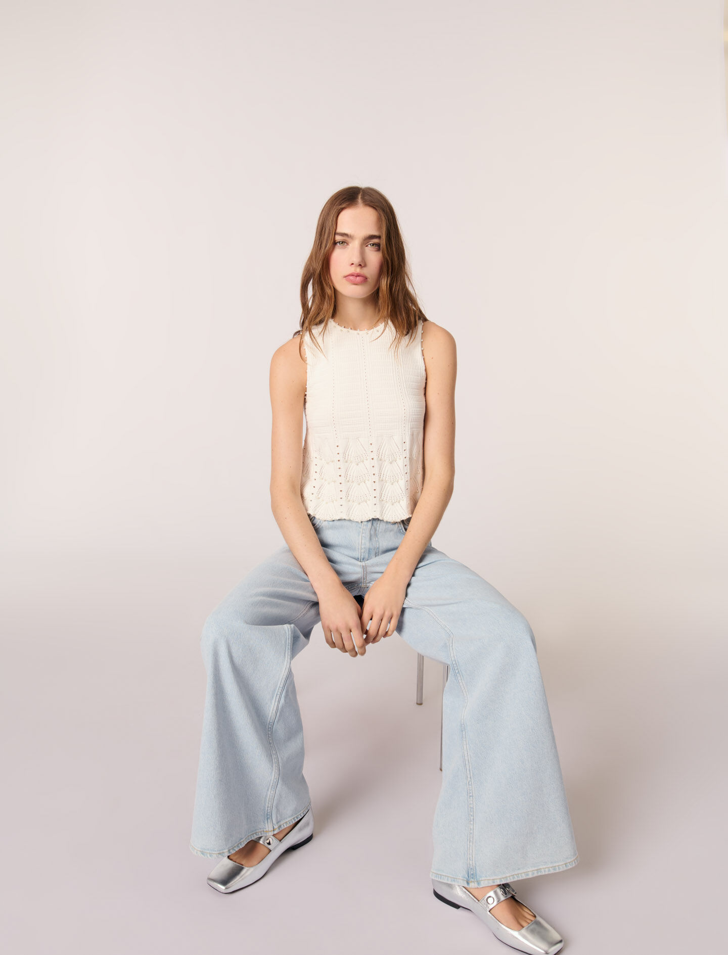 Faded wide-leg jeans
