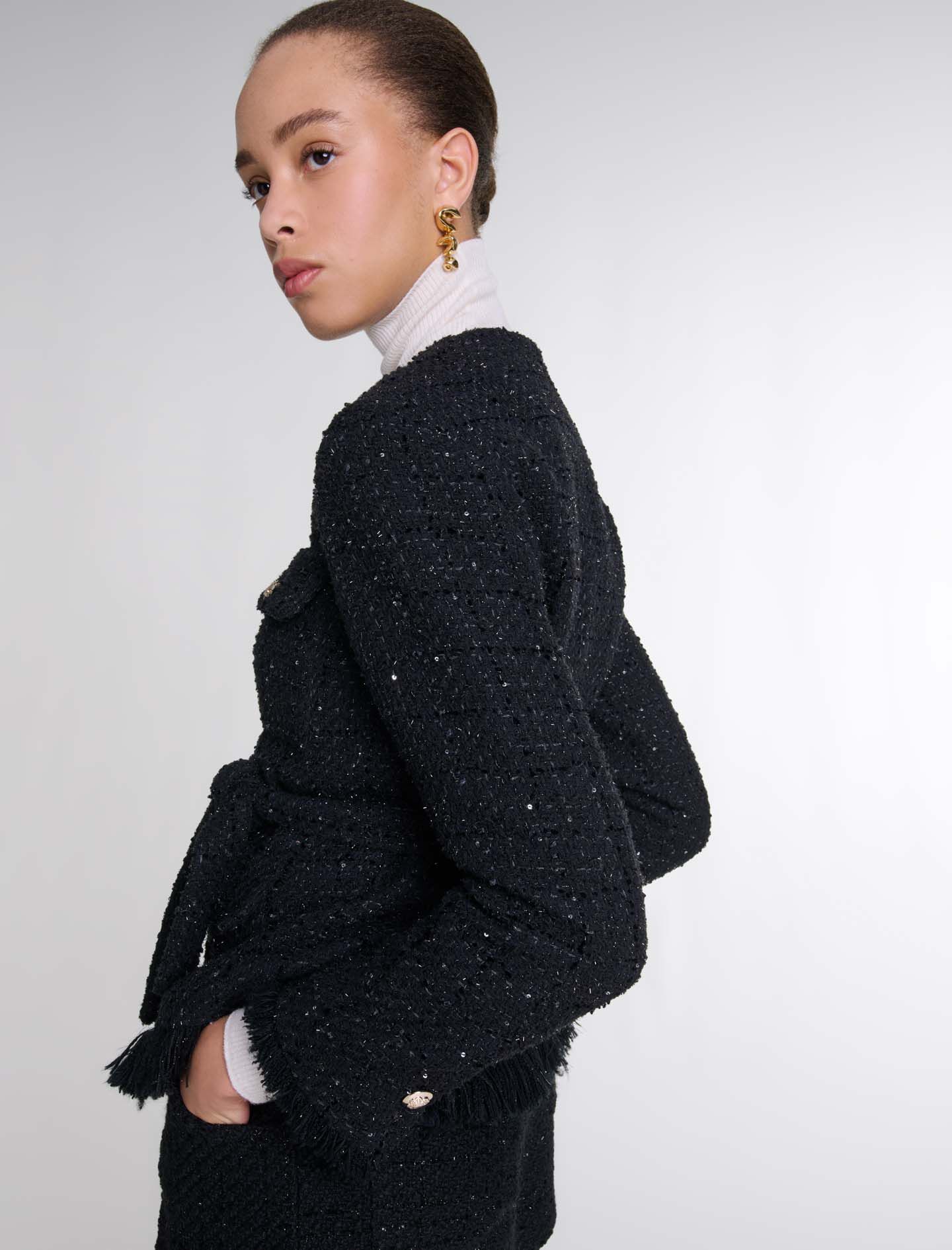 Sequinned tweed jacket