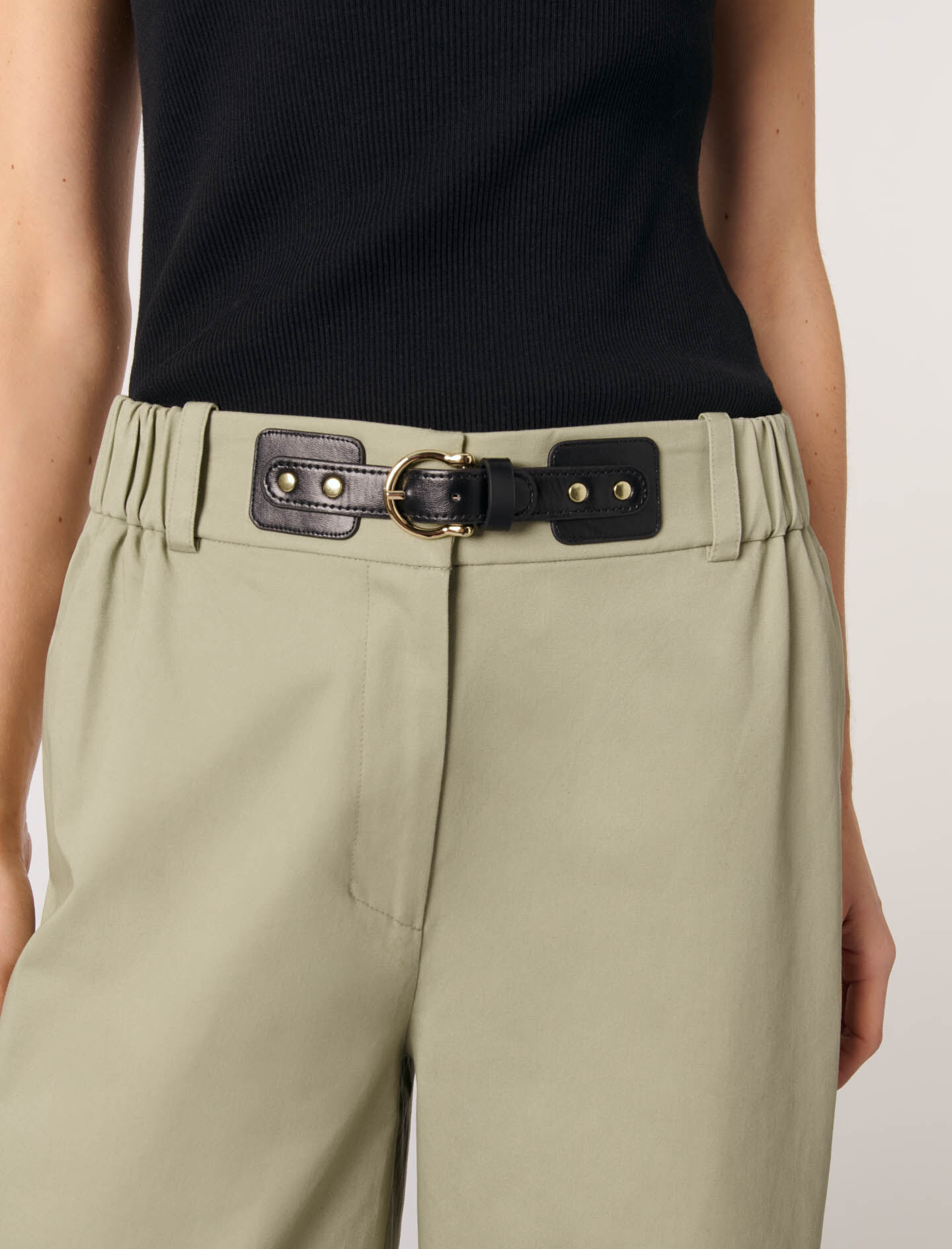 Wide-leg cotton trousers