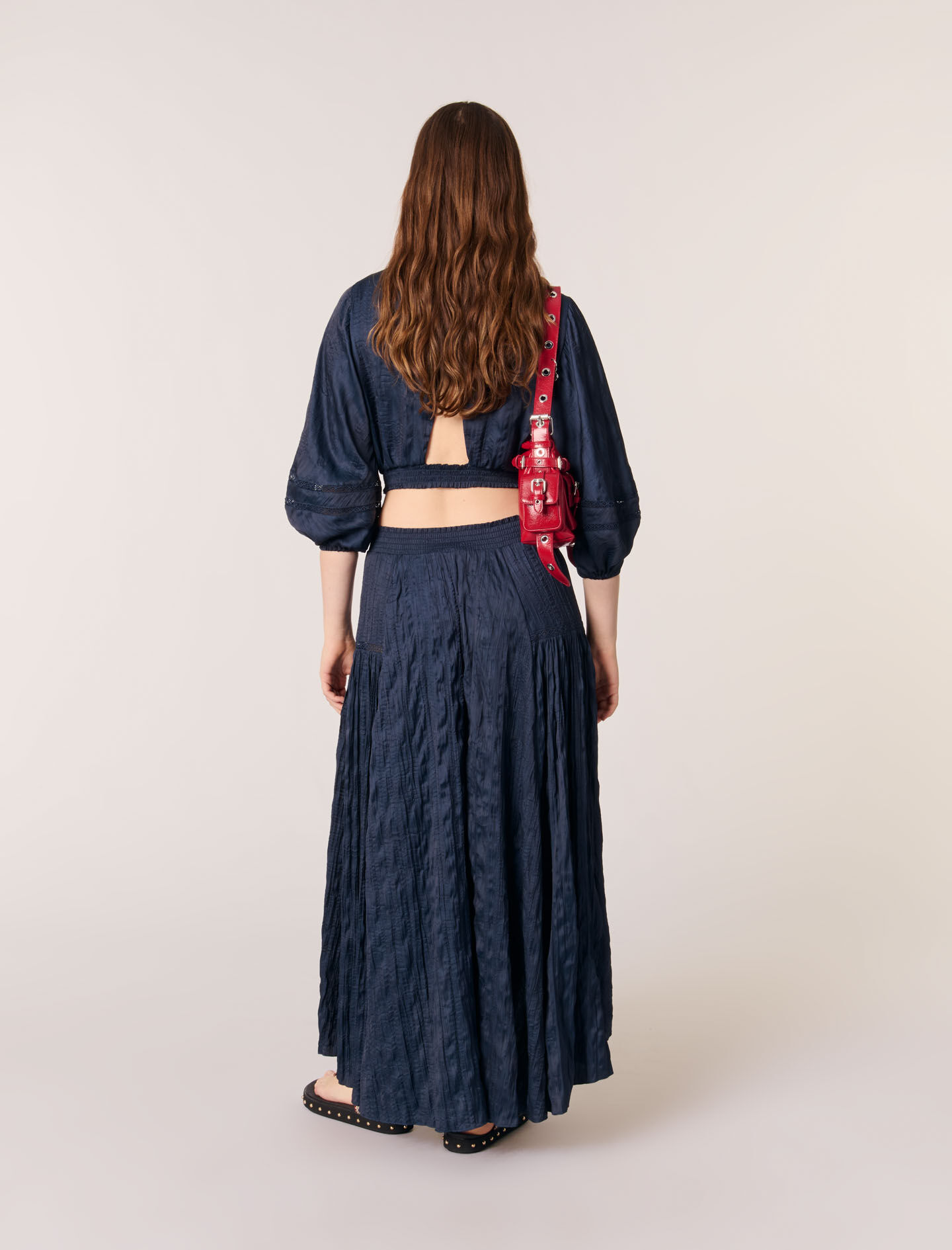 Satin-effect maxi skirt