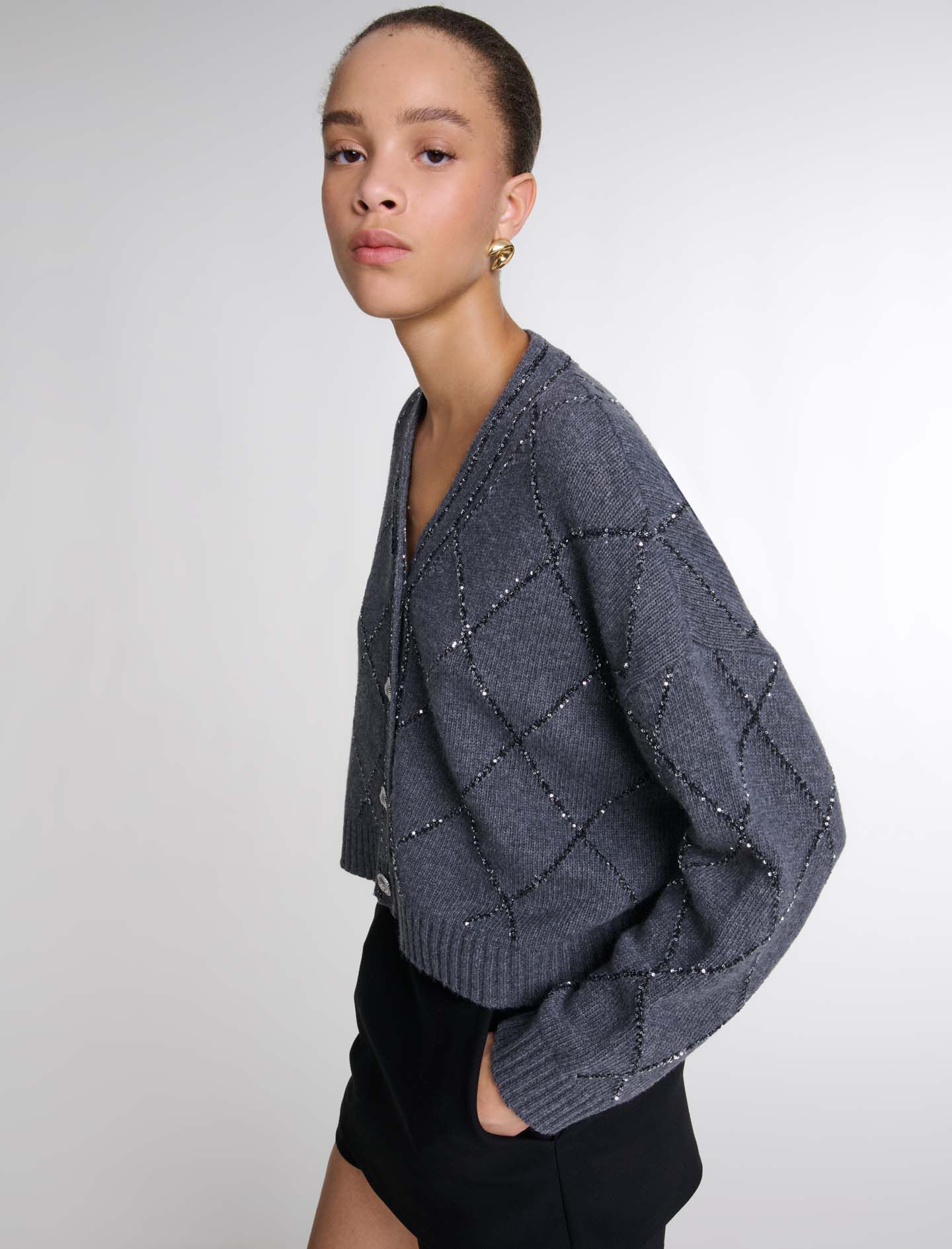 Sequin knit cardigan