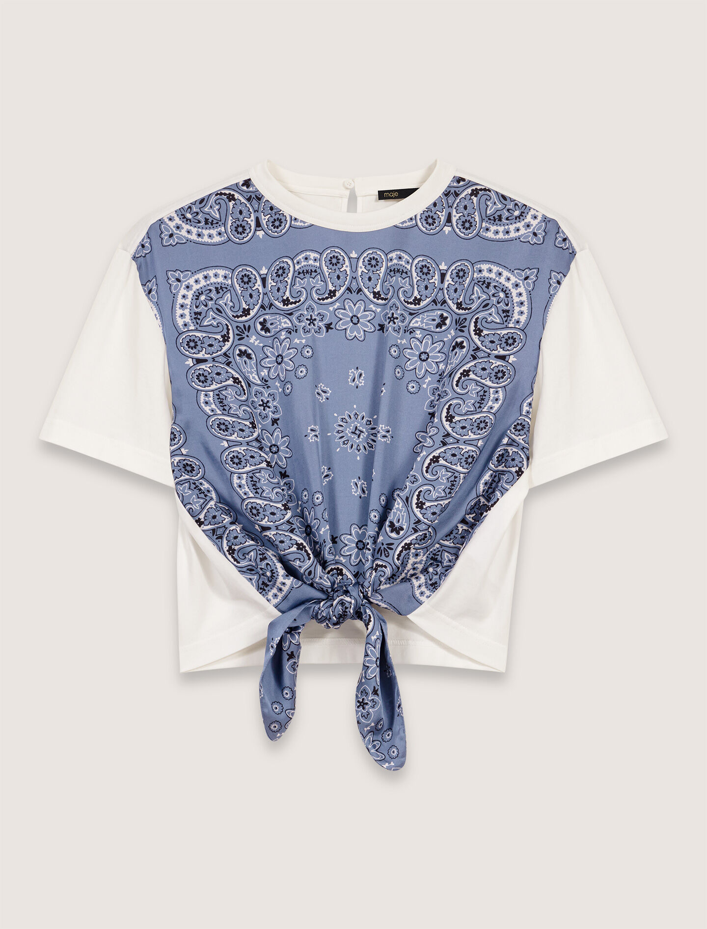 Tie-front T-shirt with print