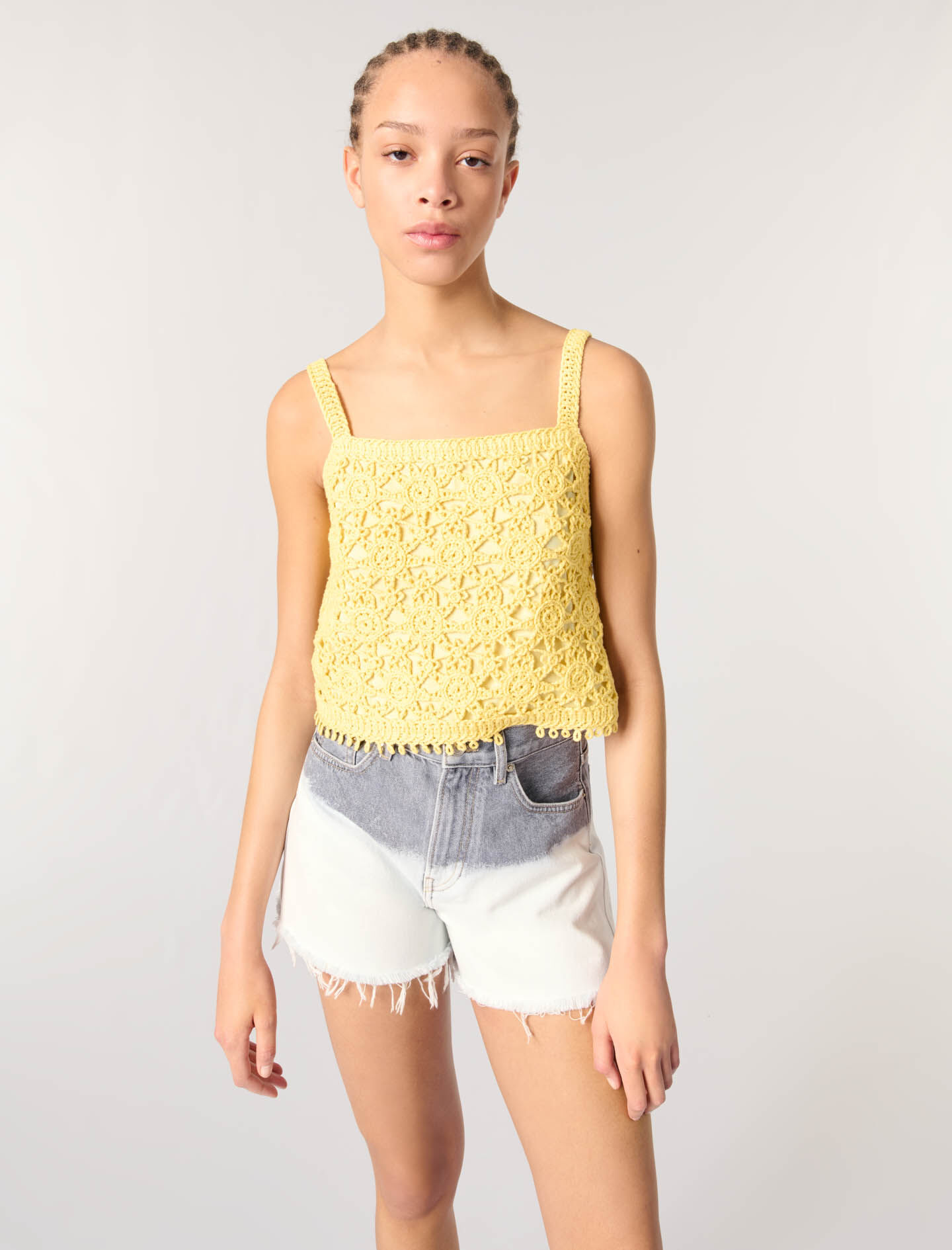 Crochet-knit top