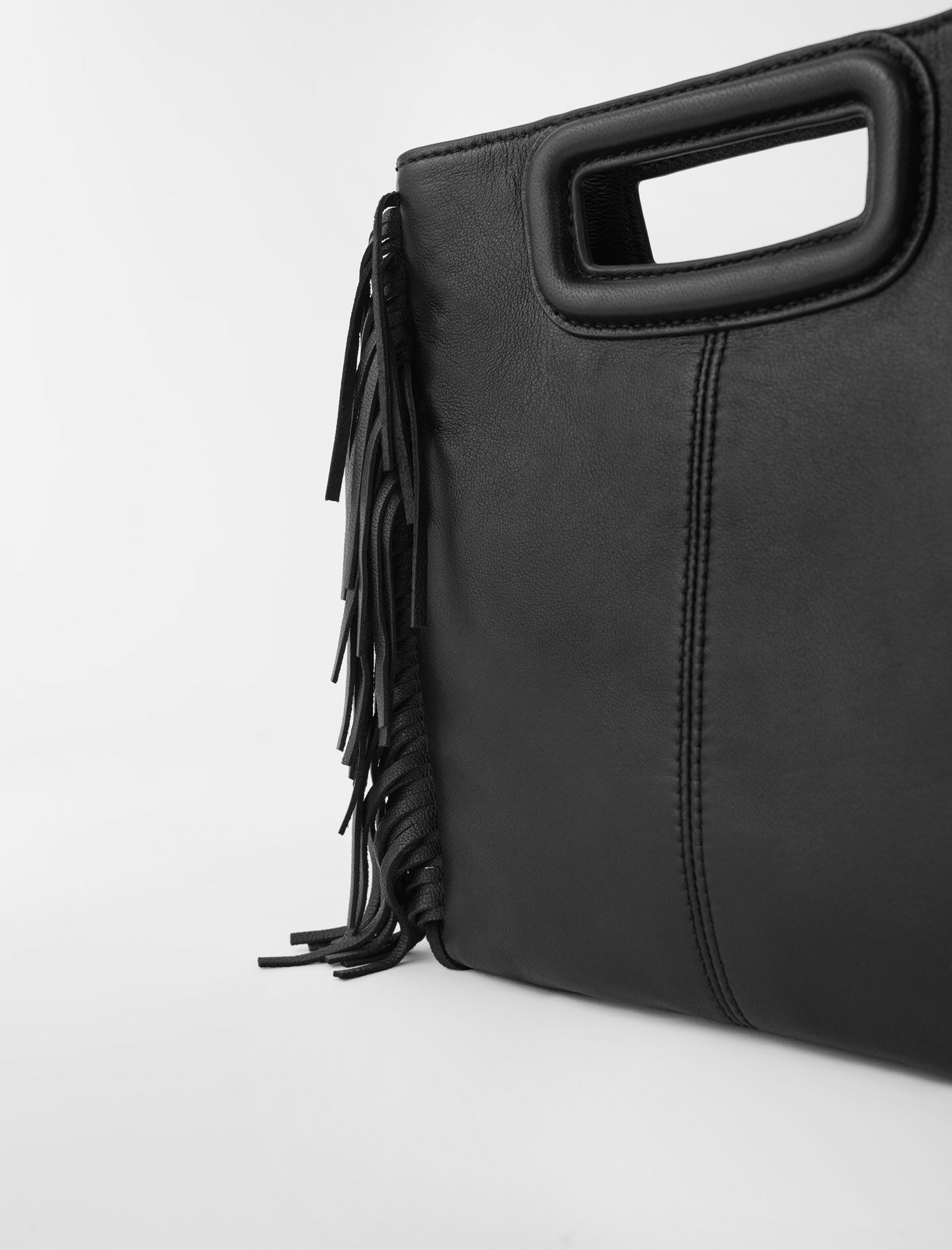 Smooth leather M bag with fringing