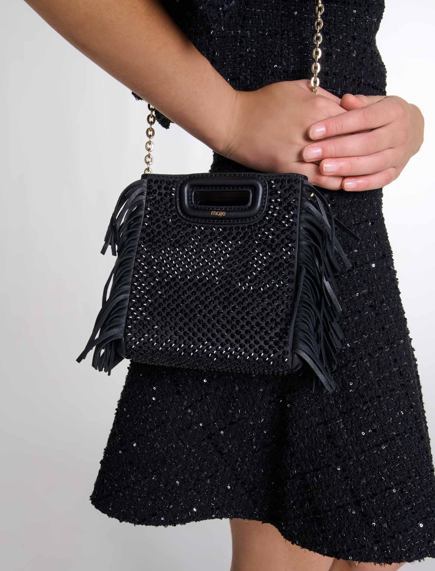 Mini embossed-leather M bag with chain