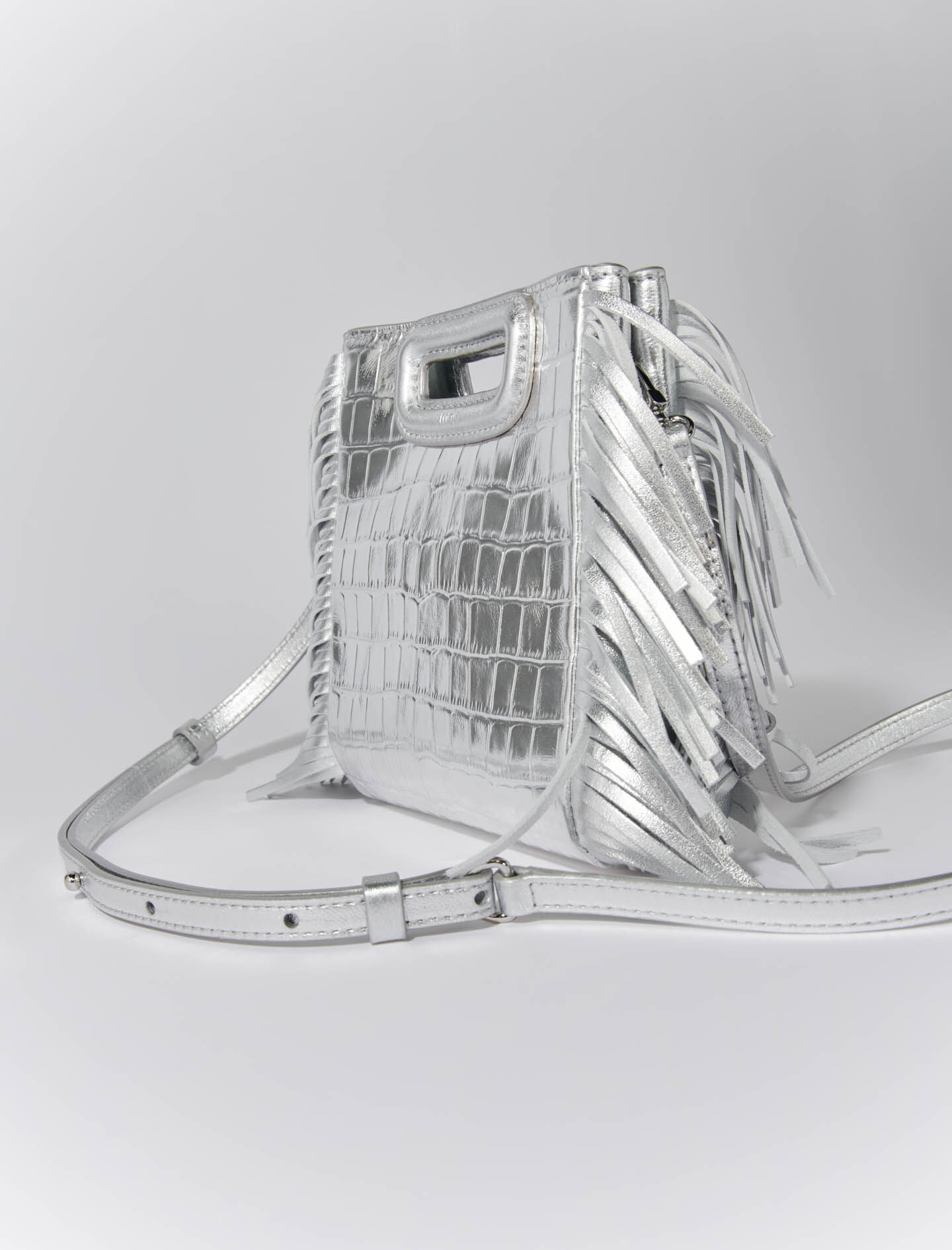 Mini embossed-leather M bag with chain