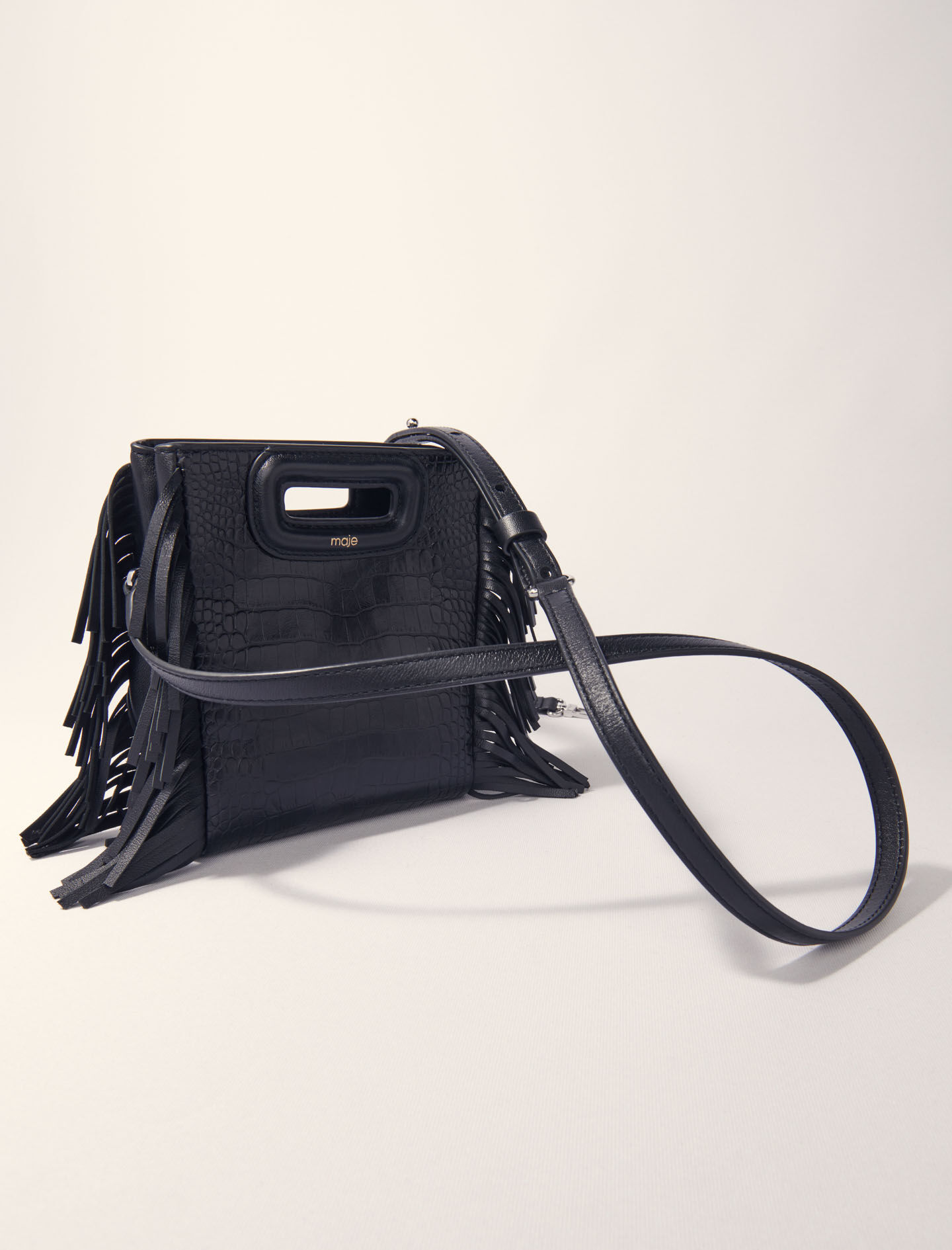 Mini embossed-leather M bag with chain