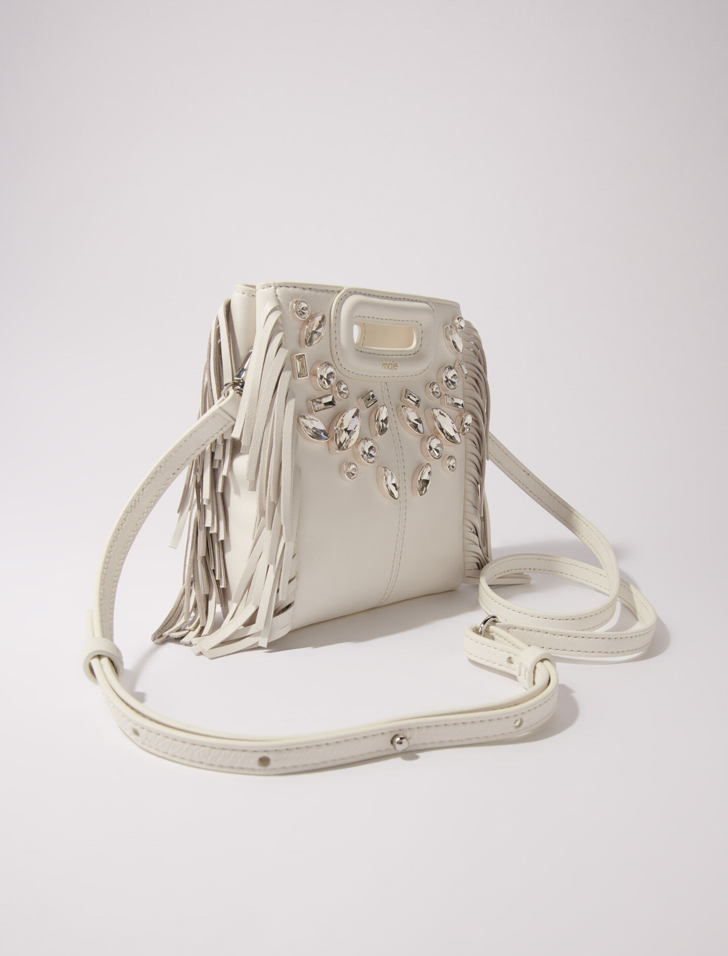 Mini embossed-leather M bag with chain
