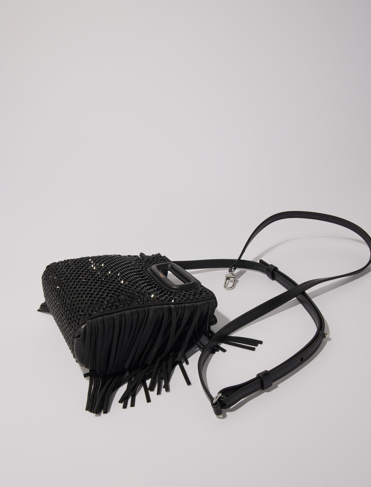 Mini embossed-leather M bag with chain