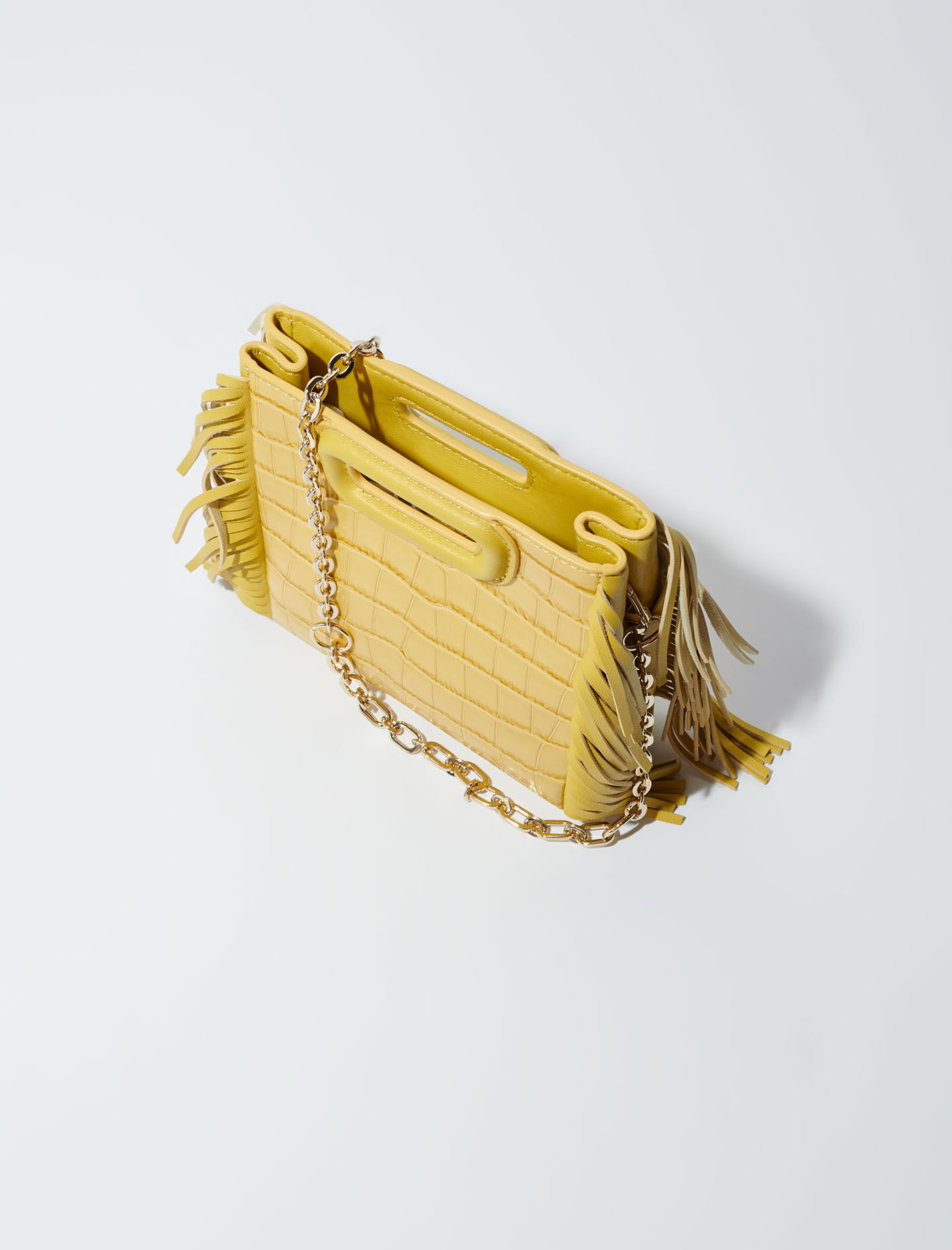 Mini embossed-leather M bag with chain