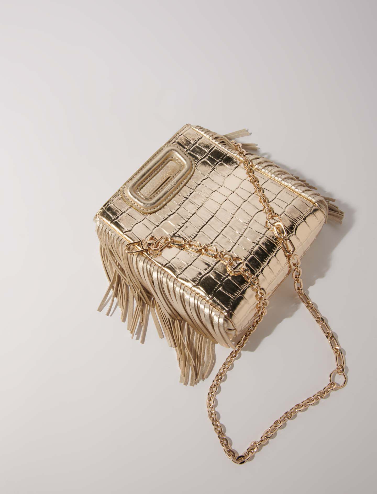 Leather bag with chain strap