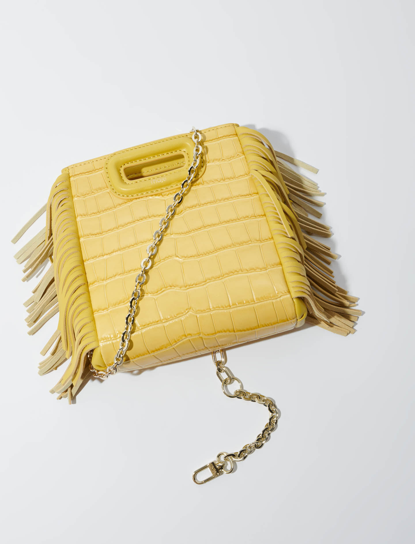 Mini embossed-leather M bag with chain