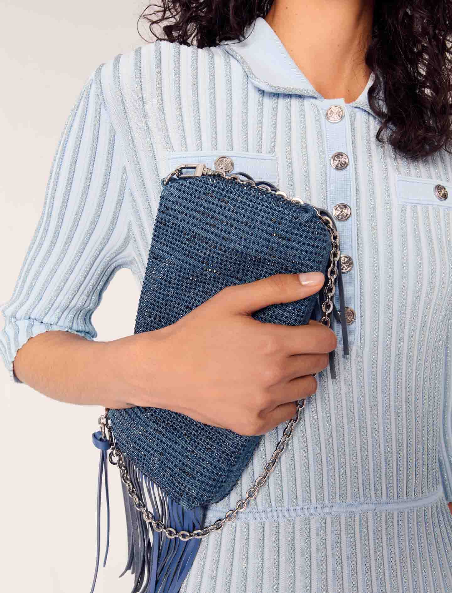 Miss M Pouch denim clutch bag