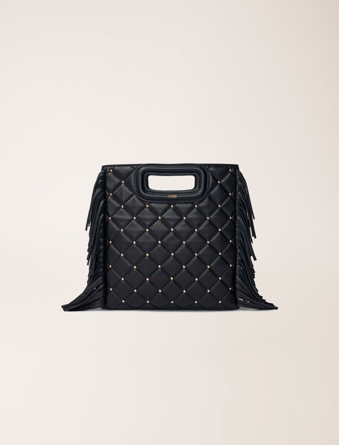 M bag in studded, quilted leather