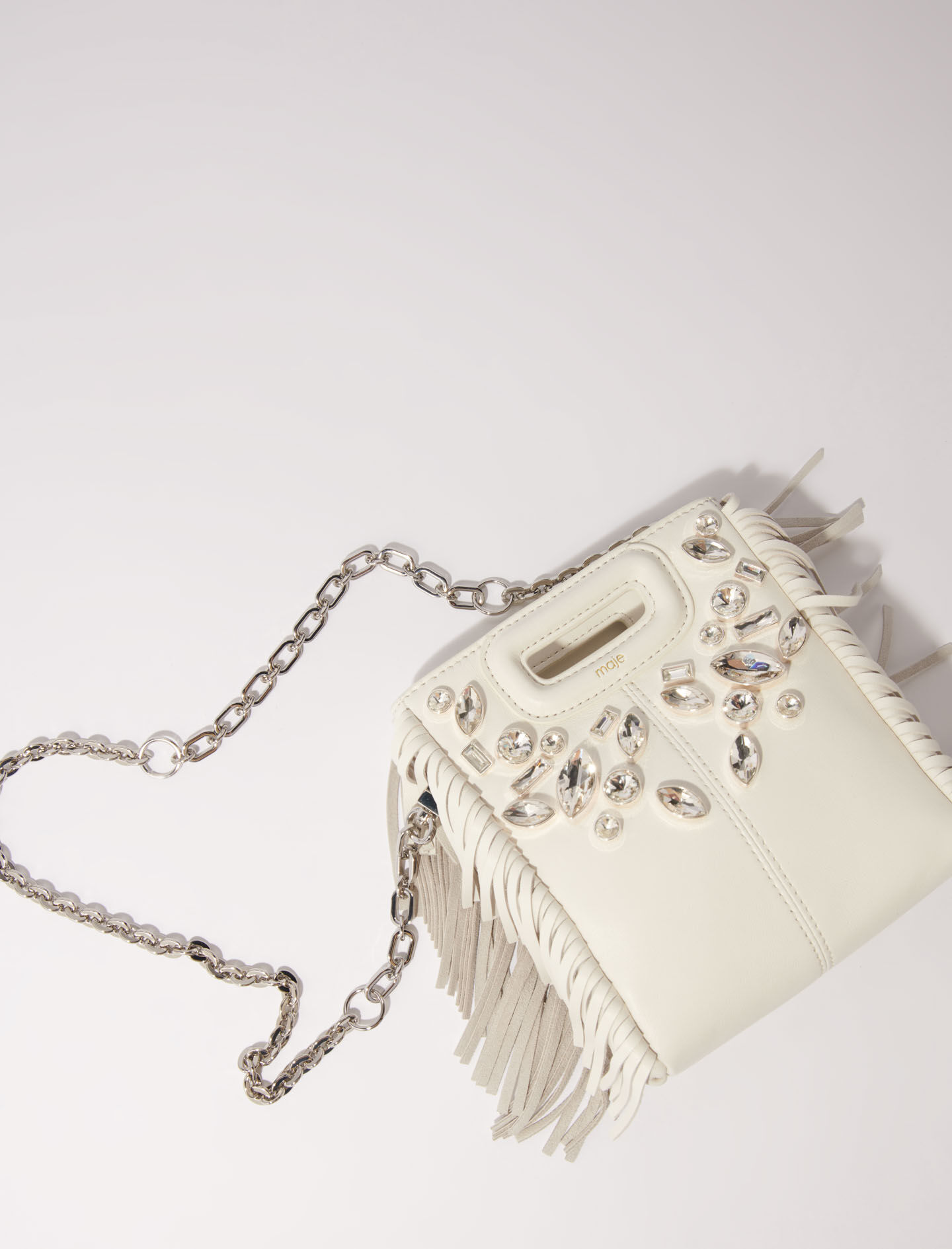 Mini embossed-leather M bag with chain