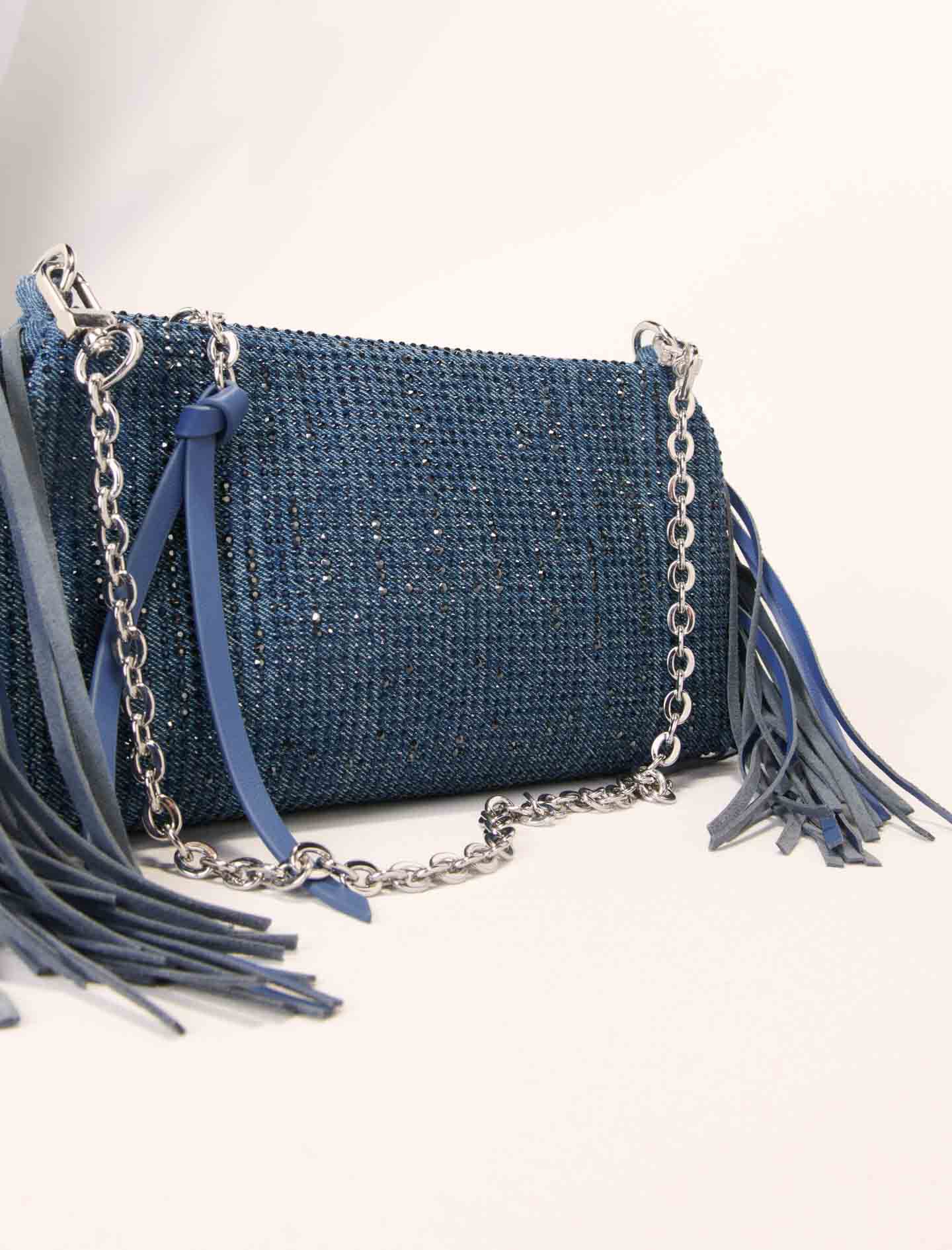 Miss M Pouch denim clutch bag