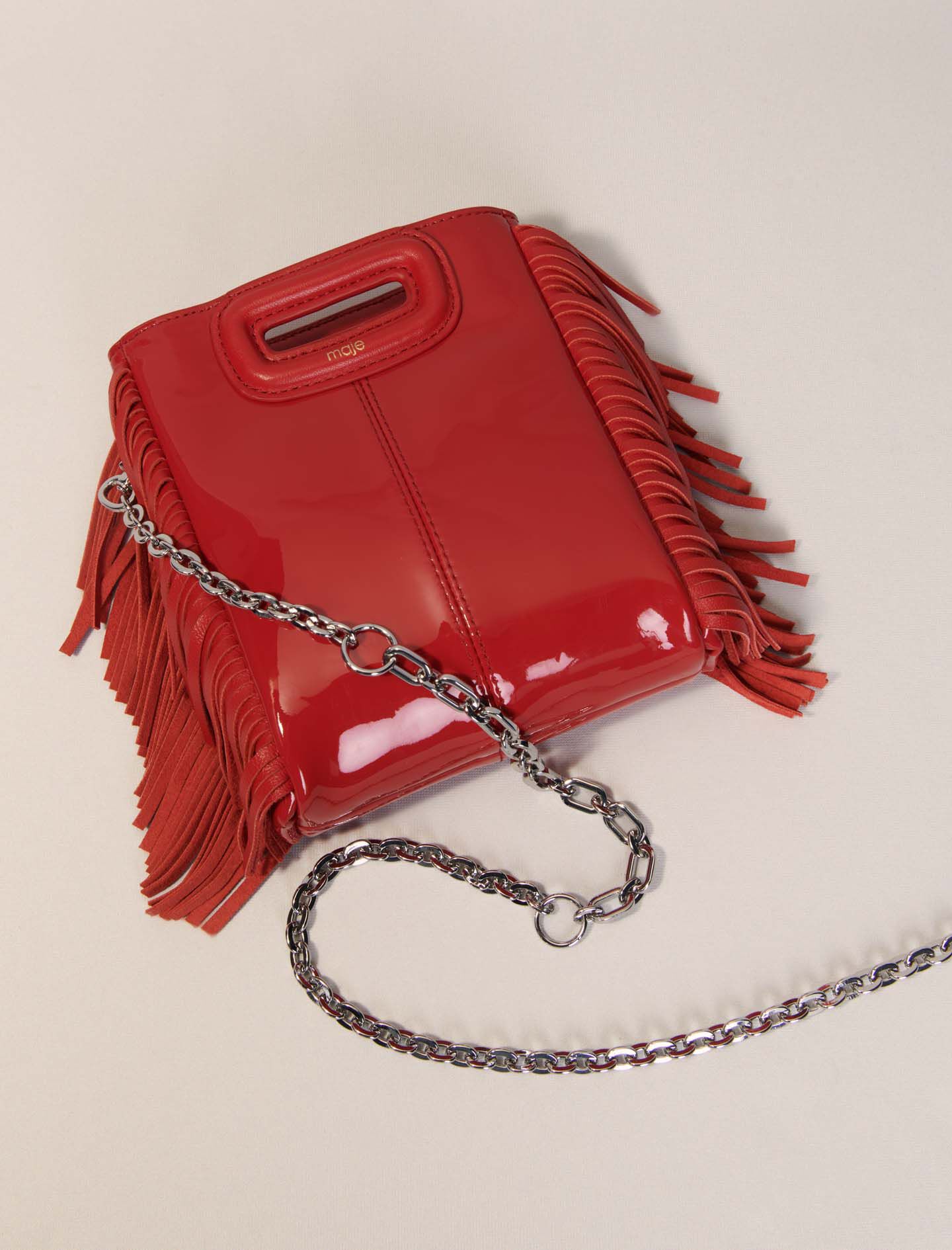 Leather bag with chain strap